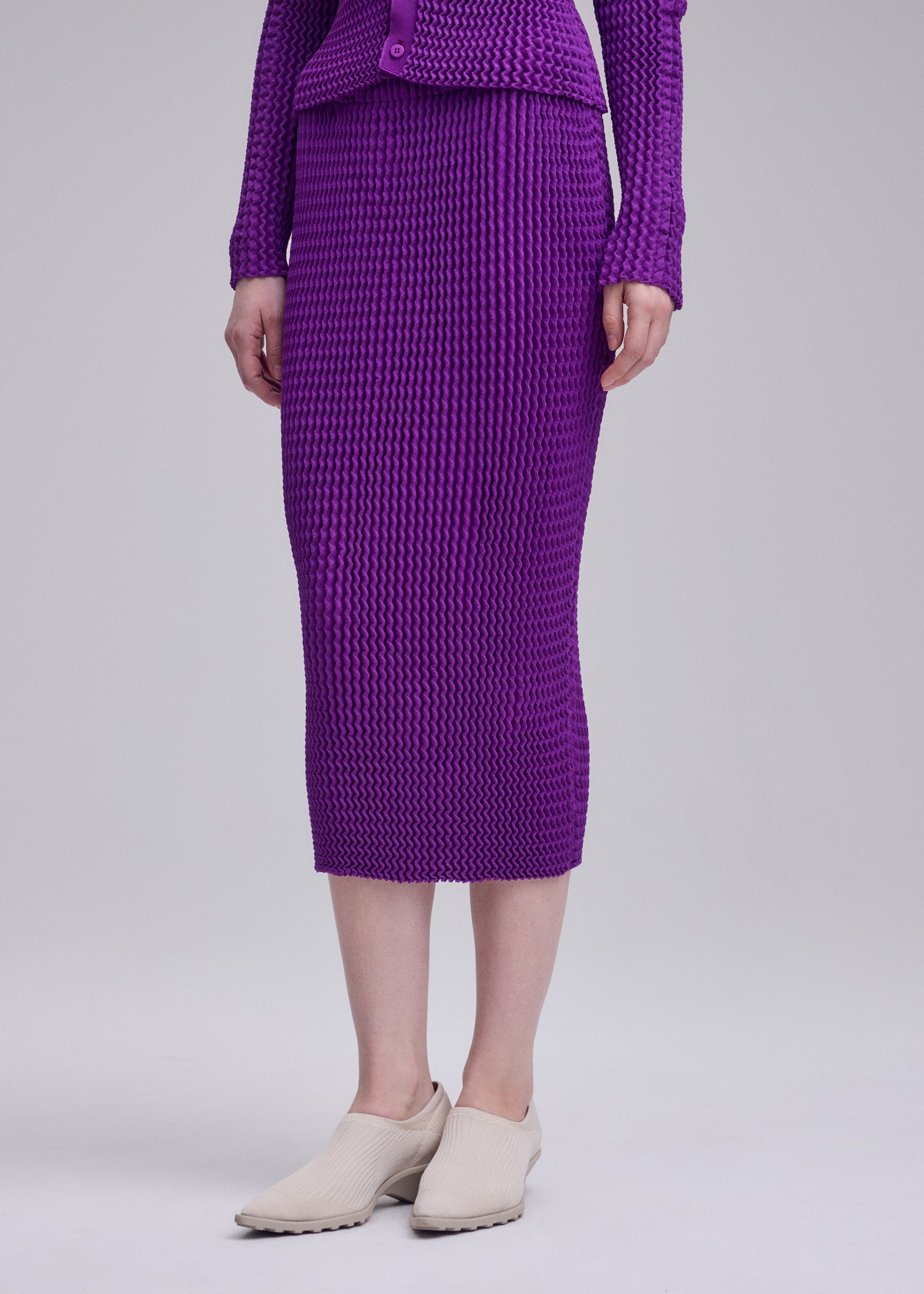 Issey Miyake Spongy 68 pletená sukně šedá 2 bavlna