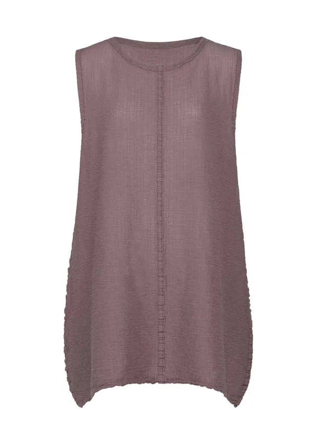 me Issey Miyake Polycotton Crepe tunika taupe bavlněná