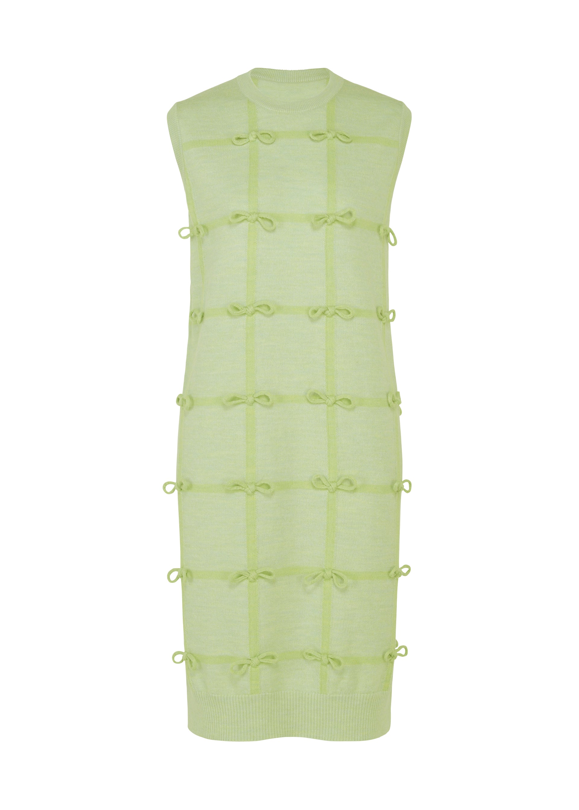 Issey Miyake Ribbon Knit vlněné šaty šedé s mašlemi