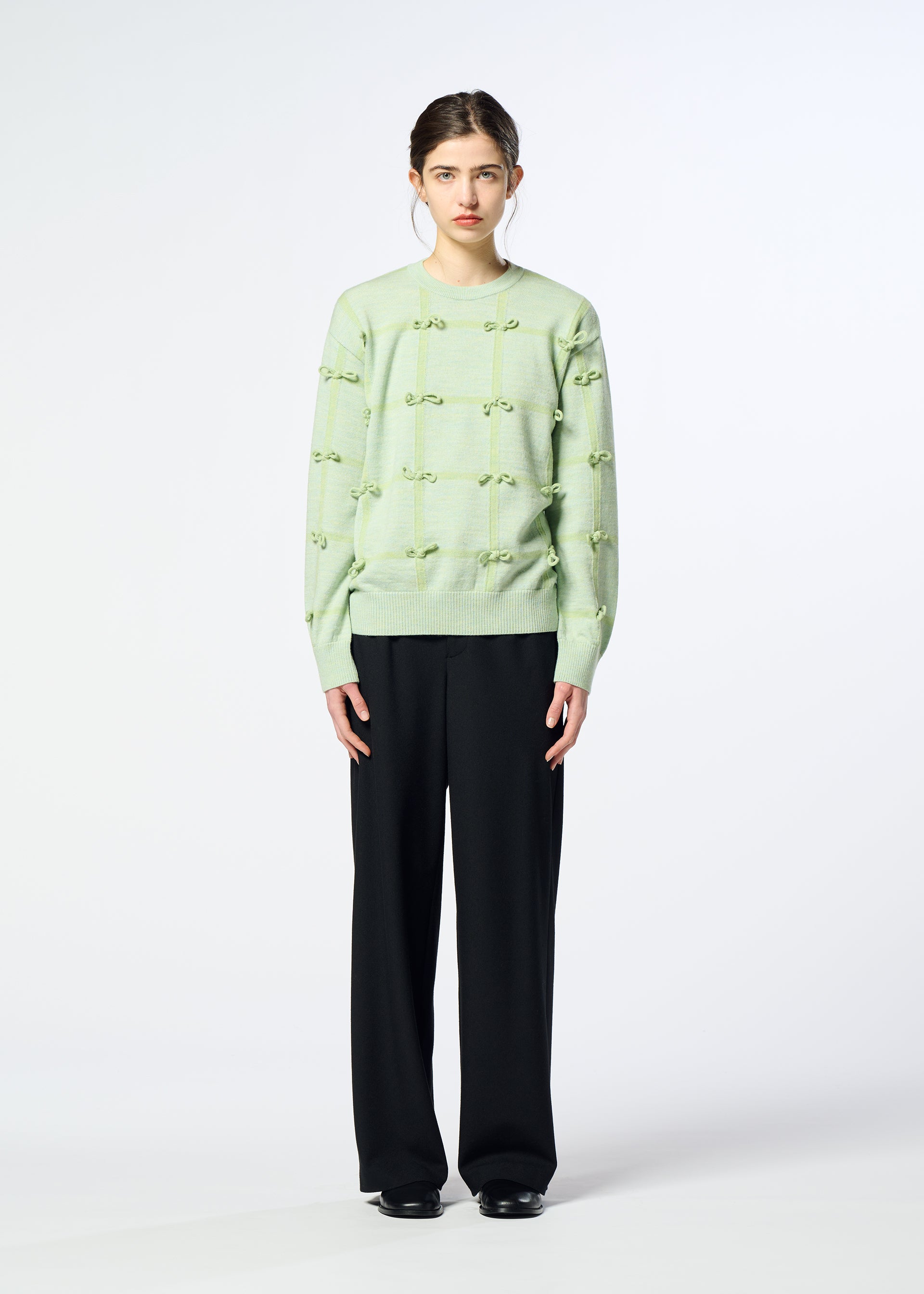 Issey Miyake RIBBON KNIT svetr černý vlněný
