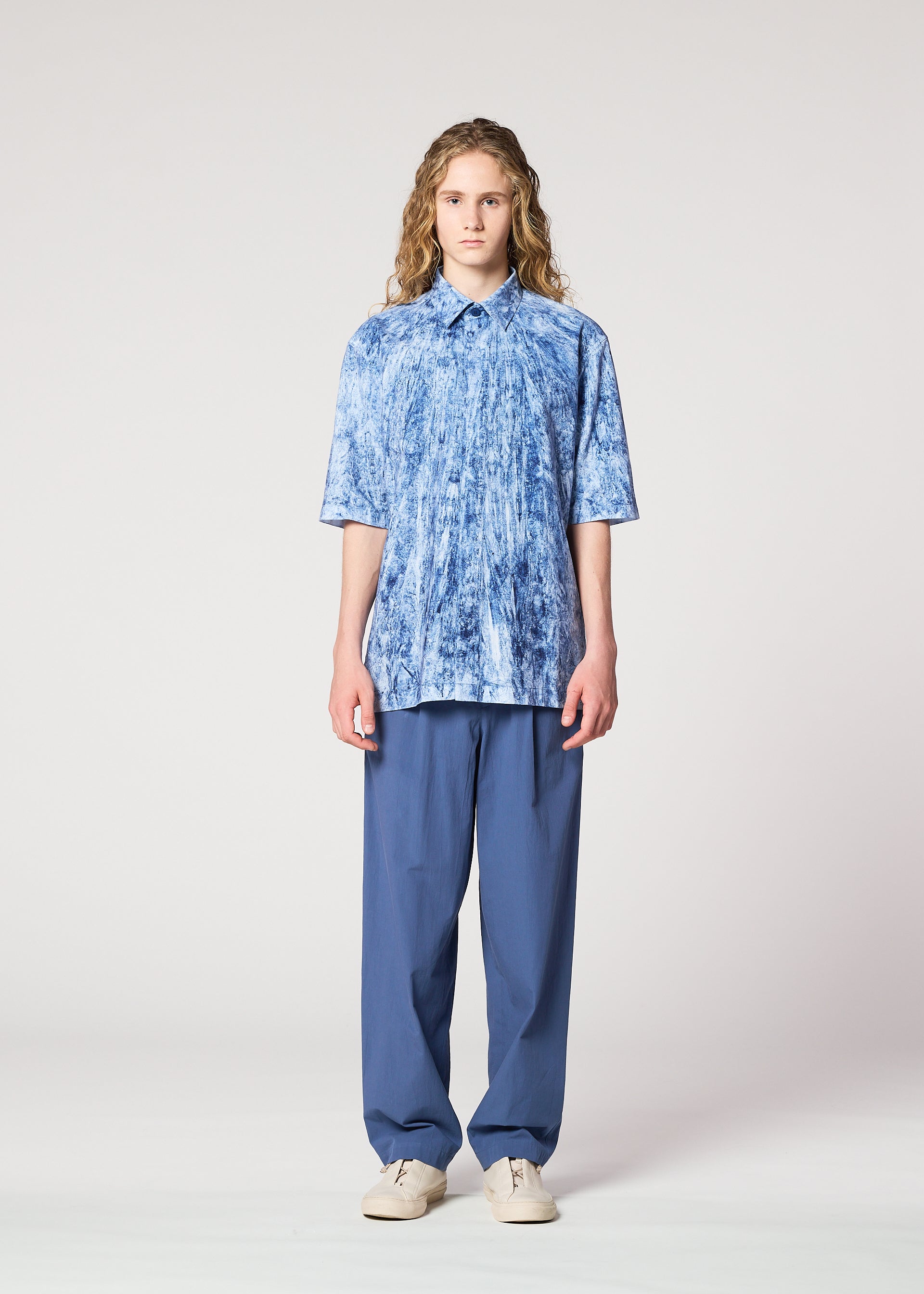 Issey Miyake IM Men Navy Bottoms kalhoty světle šedé bavlna