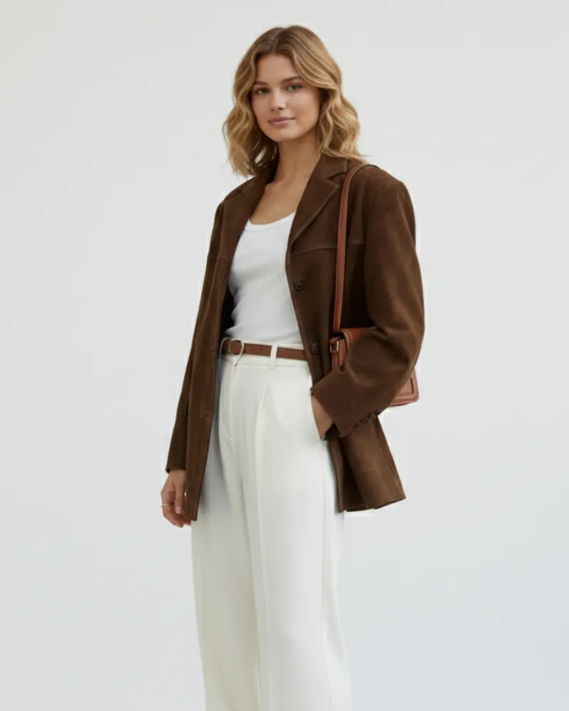 Norielle oversize elegantní sako hnědé volný střih