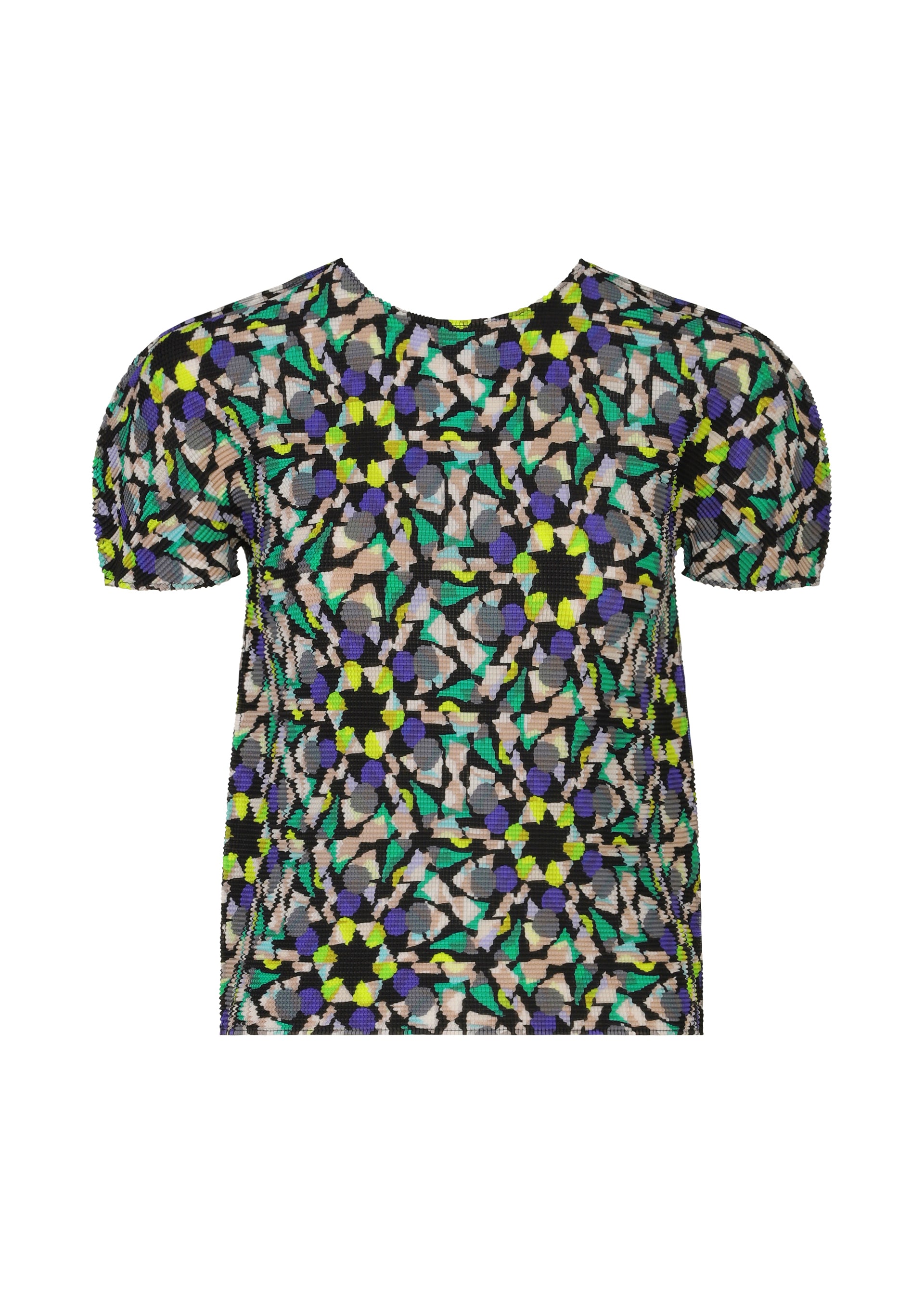 Issey Miyake KALEIDOSCOPE top bílý stretch plisé krátký rukáv