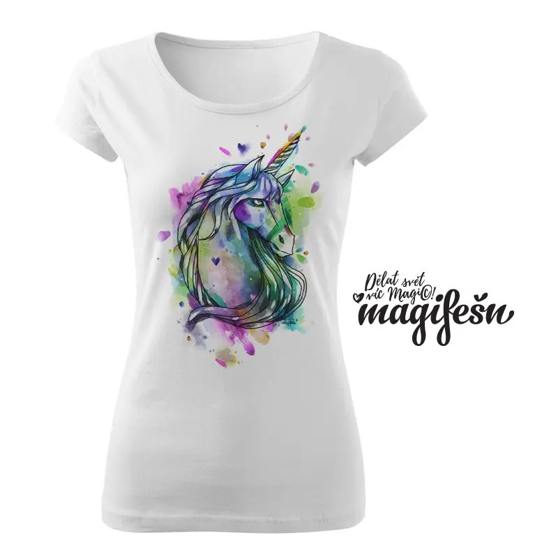 Magifešn XX Duhový jednorožec tričko biobavlna