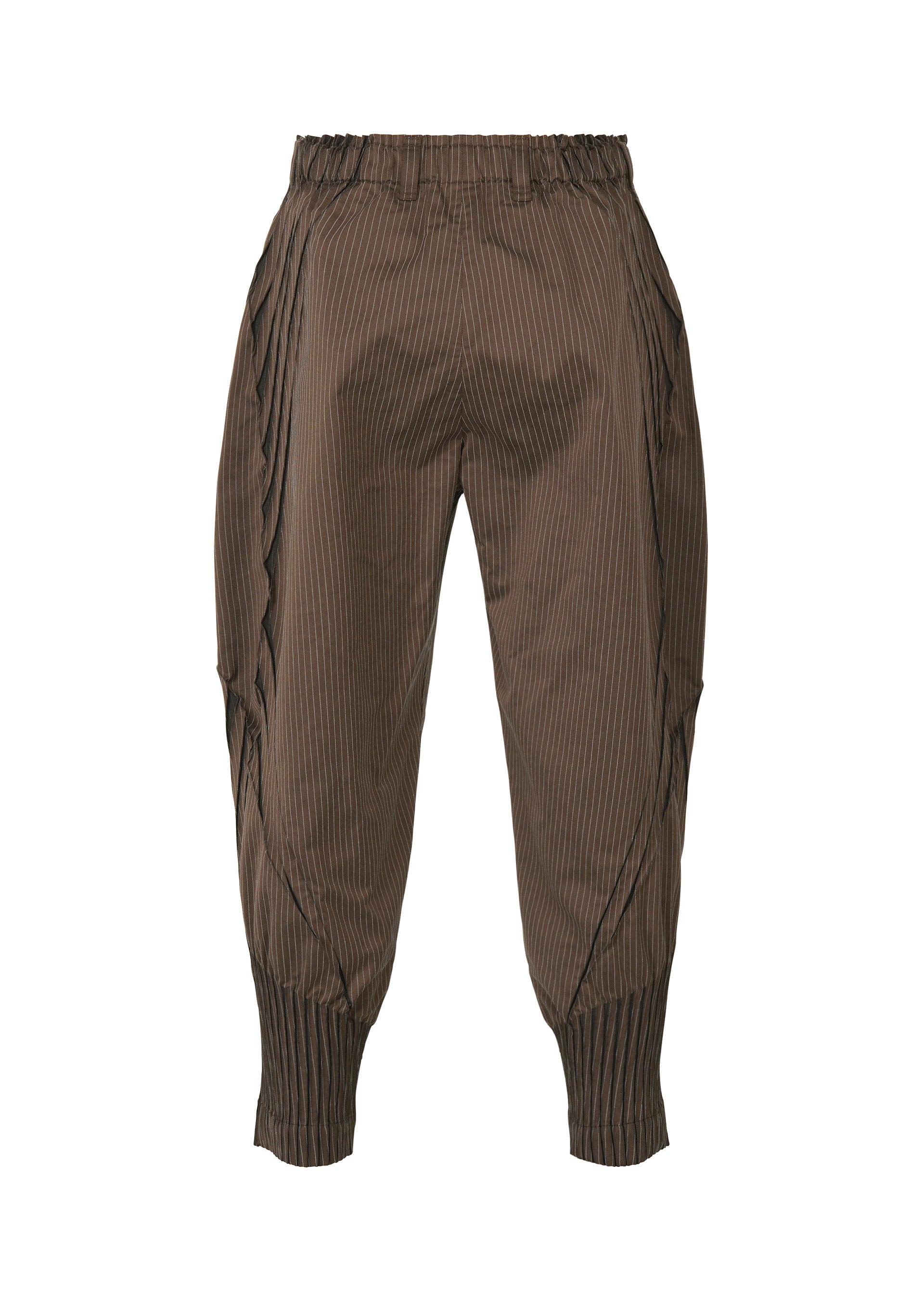 Issey Miyake Type-S 001-3 cropped kalhoty šedé pruhované