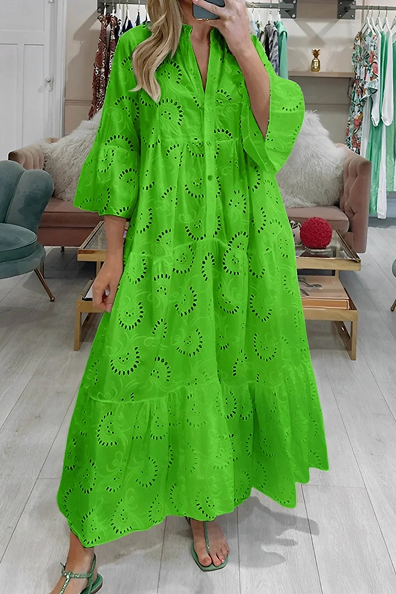 Norielle dámské dlouhé šaty vyšívané bílé