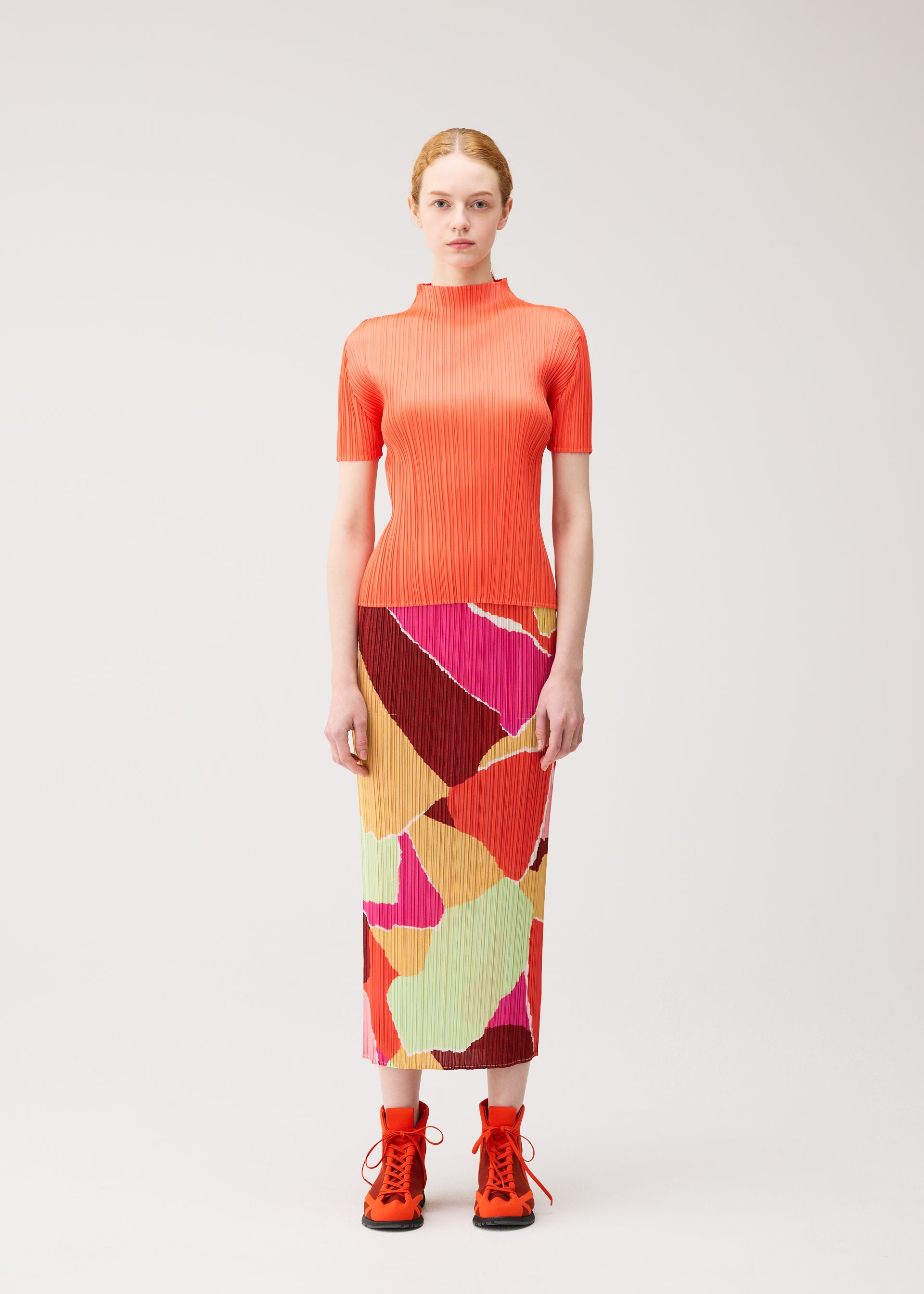 Issey Miyake Surprise! sukně oranžová vzorovaná