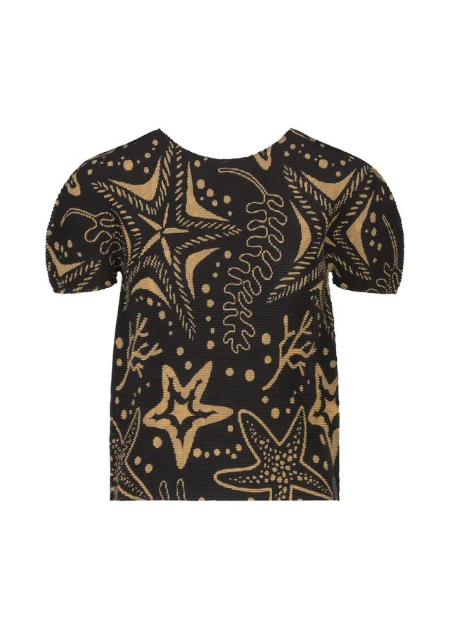 Issey Miyake me Starfish top černý plisovaný vzor