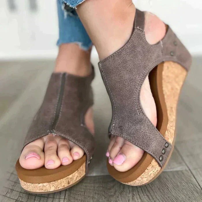 Norielle dámské sandály na klínku hnědé boho
