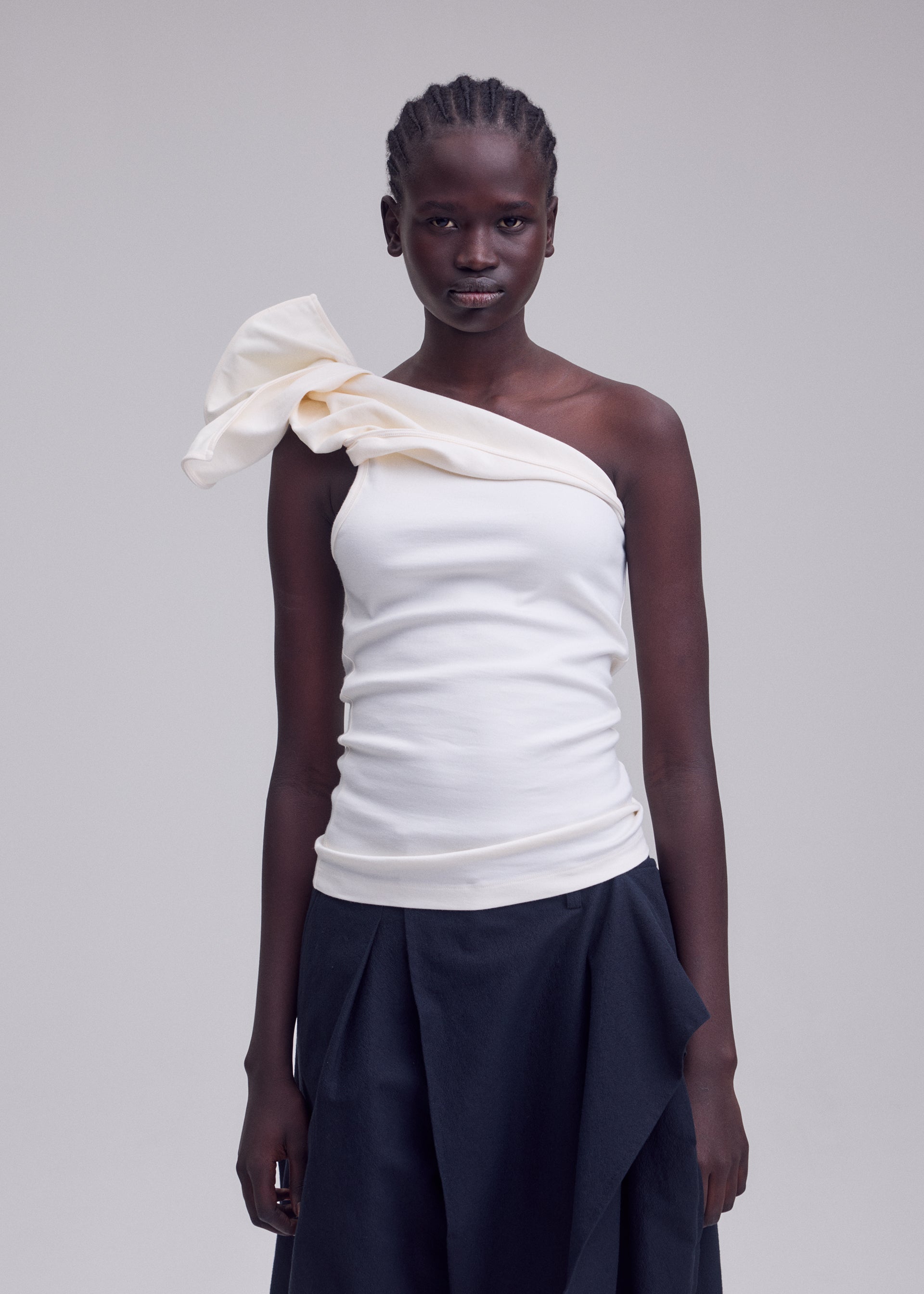 Issey Miyake Extension Cotton top bílý bavlněný
