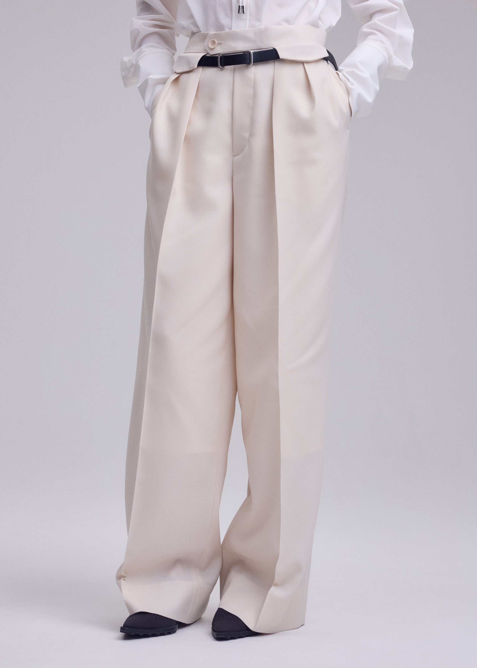 Issey Miyake Untitled kalhoty off-white široké