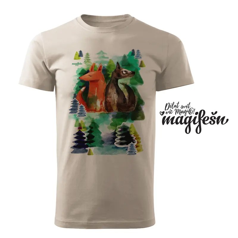 Magifešn XY tričko Liška a vlk v lese unisex