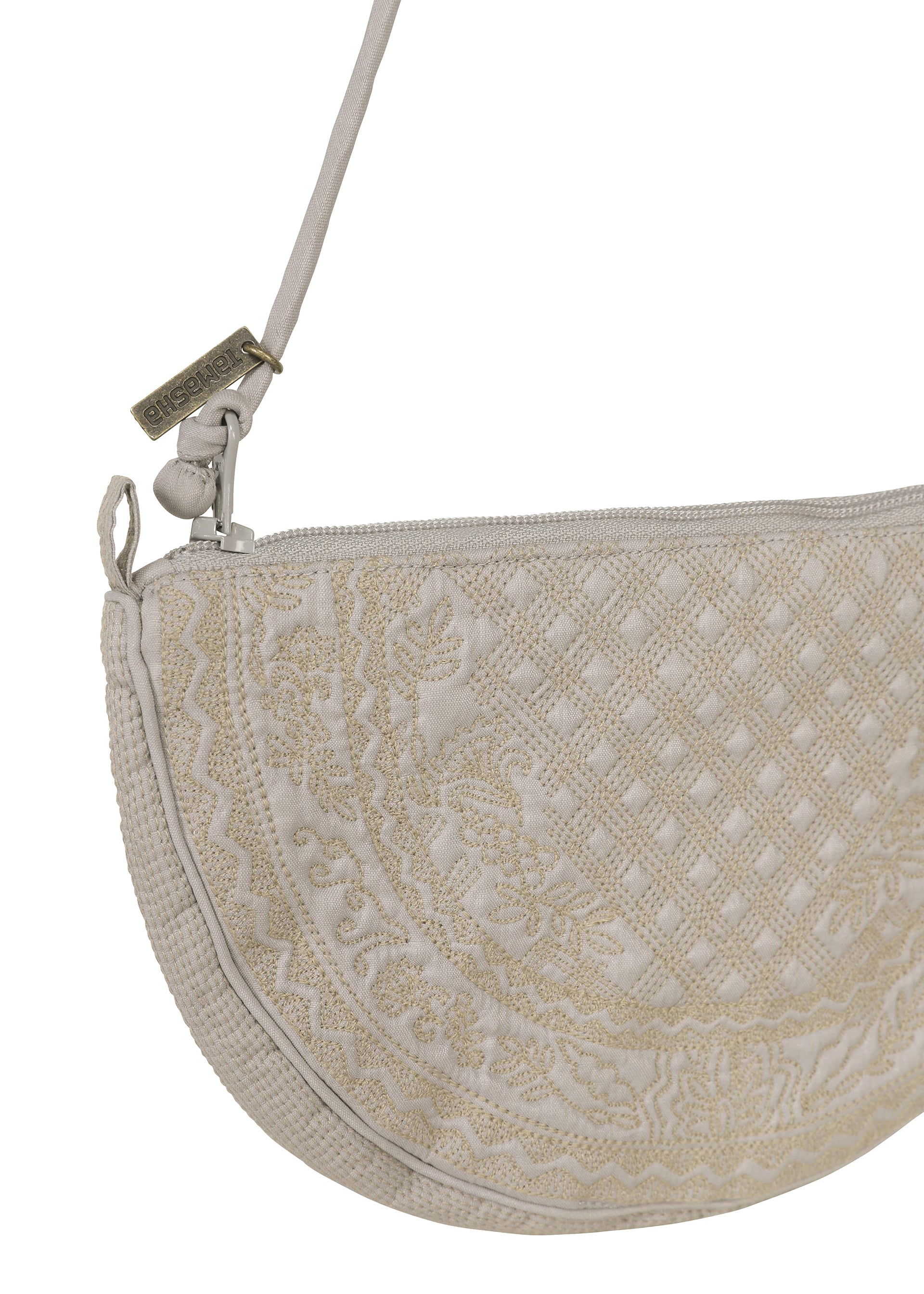 Issey Miyake HaaT Bloom Plaid Boston pouzdro šedé vyšívané