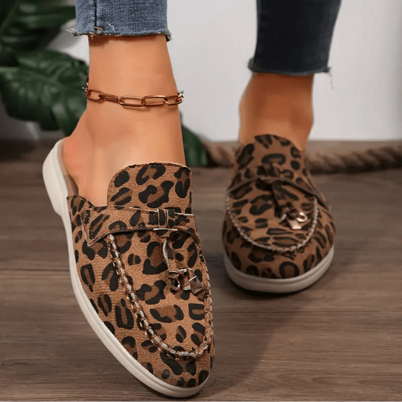 Norielle Mocassin leopardí mules hnědé nazouvací