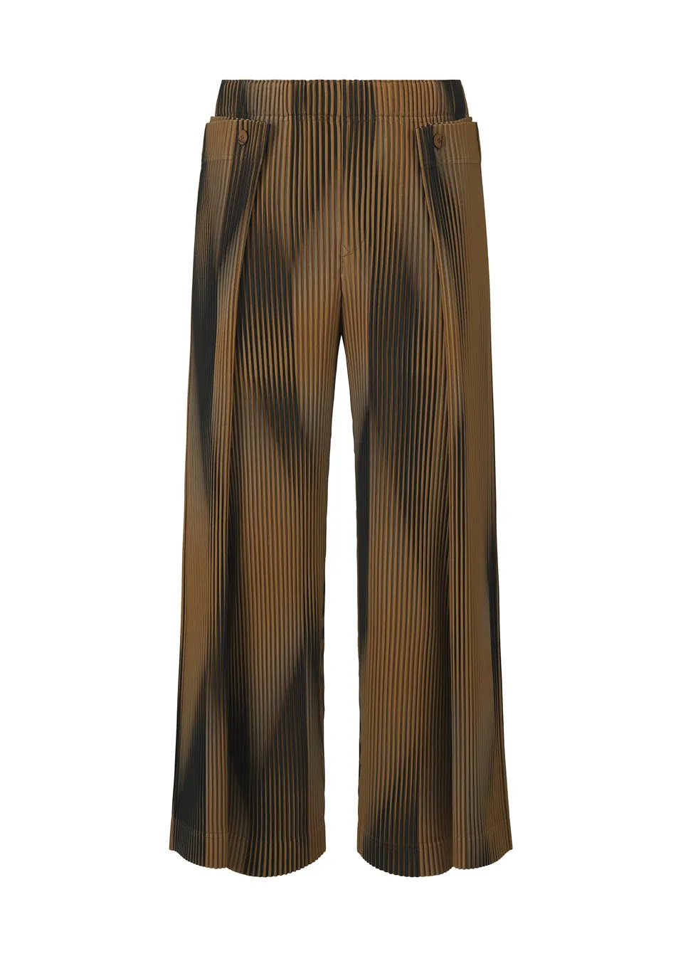 Issey Miyake Blend of Lights kalhoty 44 hnědé pruhované