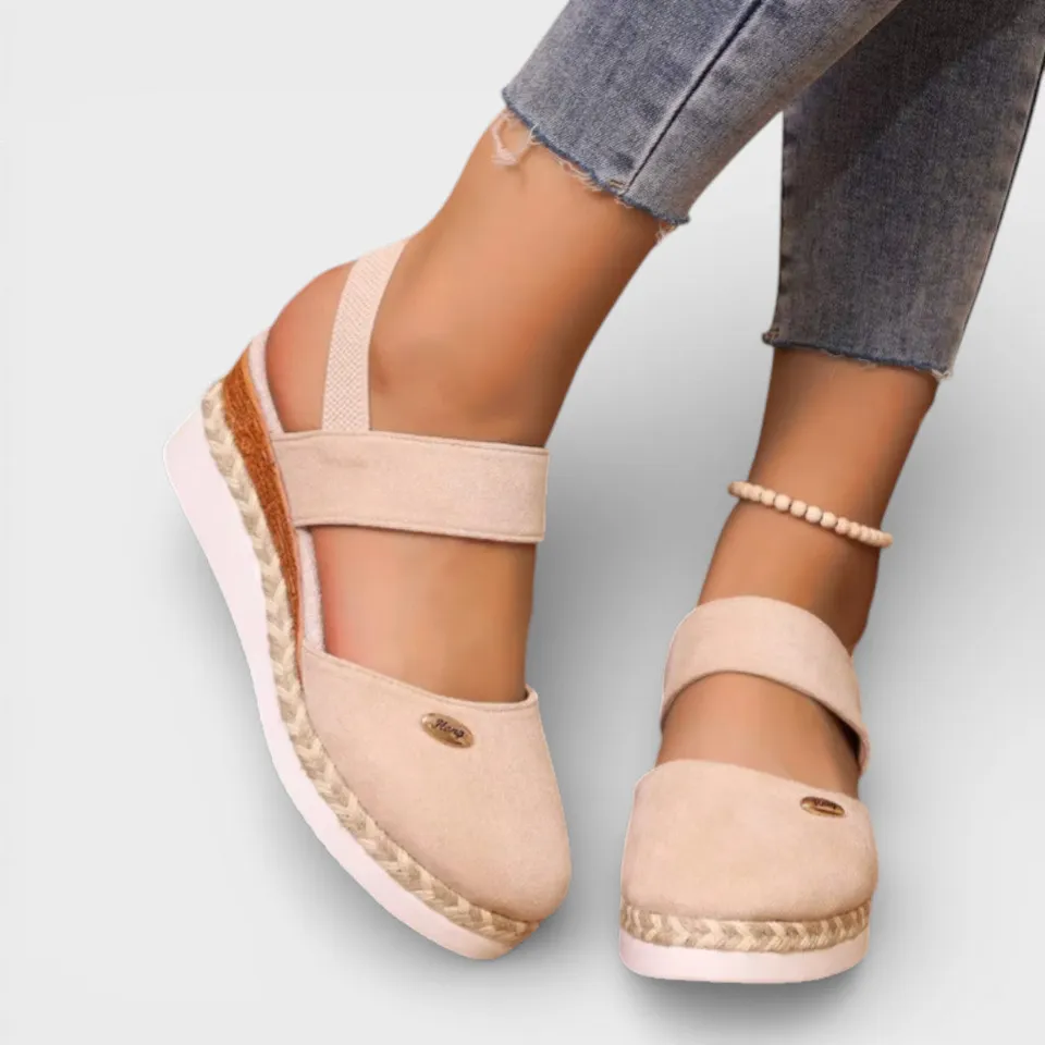 Norielle ploché sandály s elastickými pásky béžová espadrilky