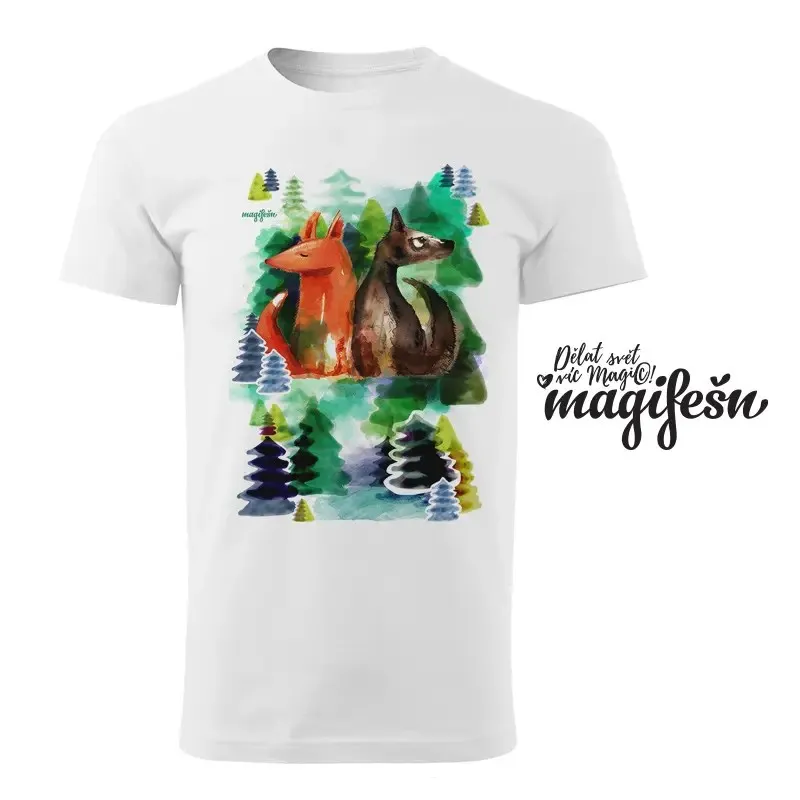 Magifešn XY tričko Liška a vlk v lese unisex