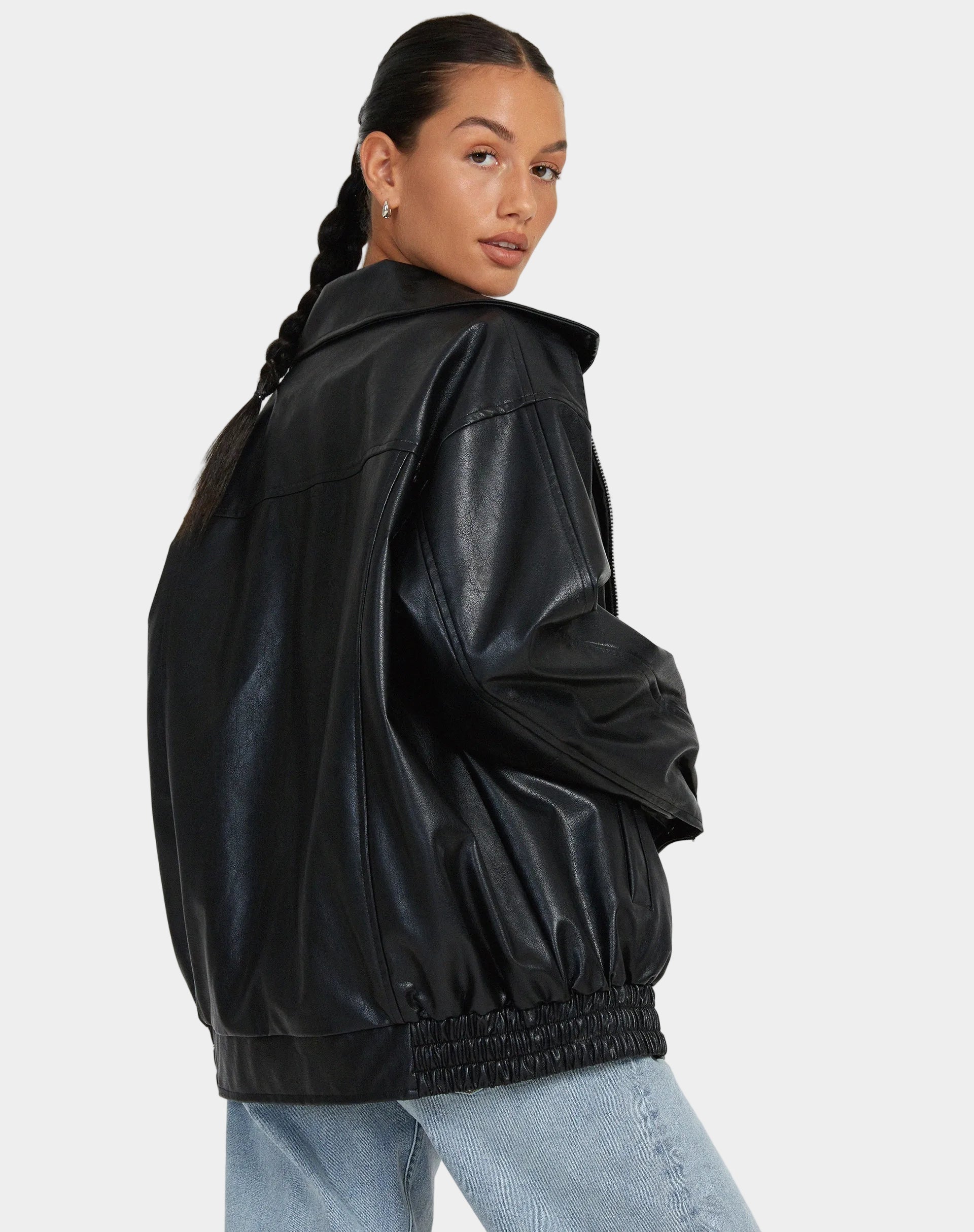 Norielle Oversize koženková bunda hnědá volná