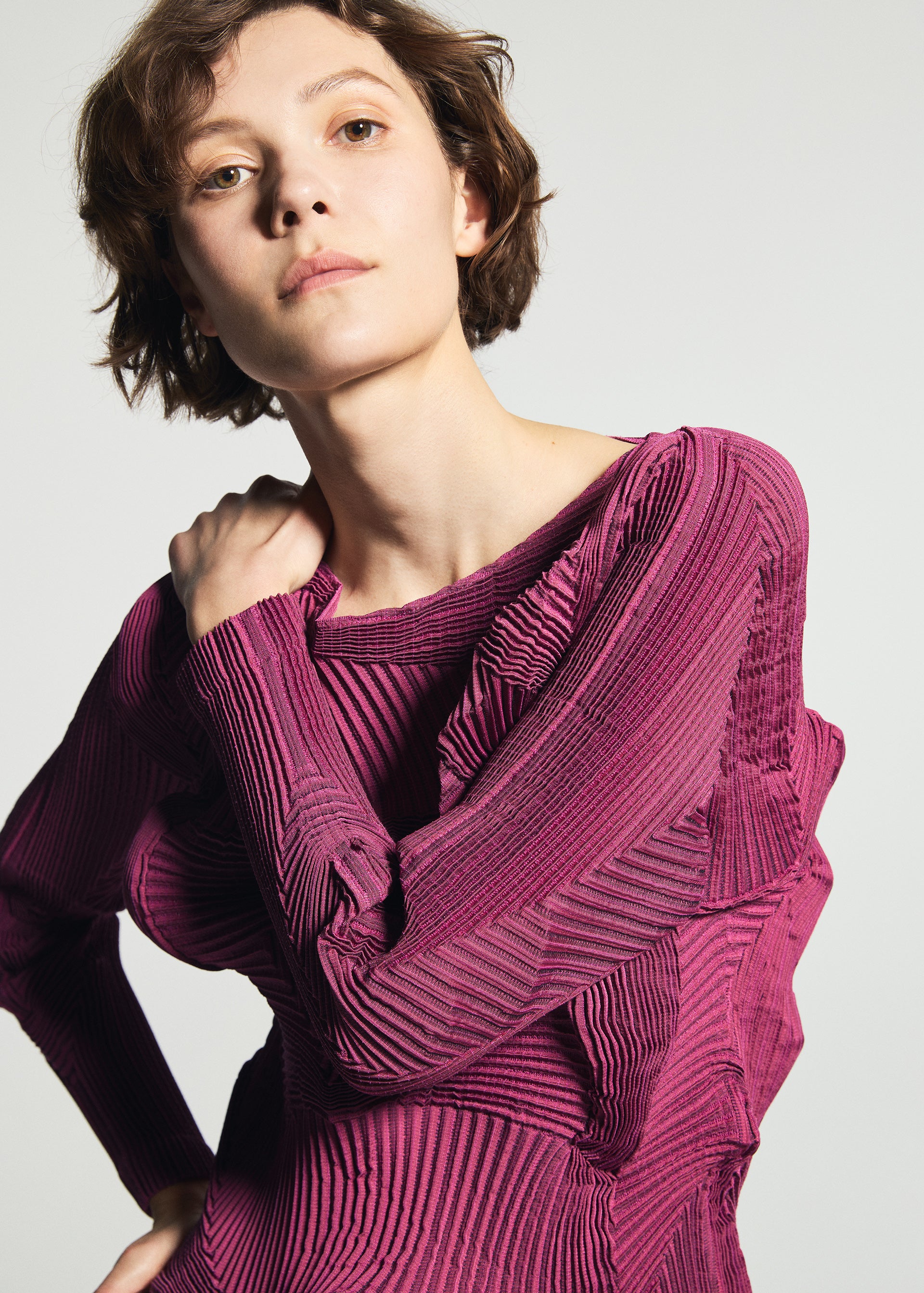 Issey Miyake Type-O 003-1 top růžový steam stretch
