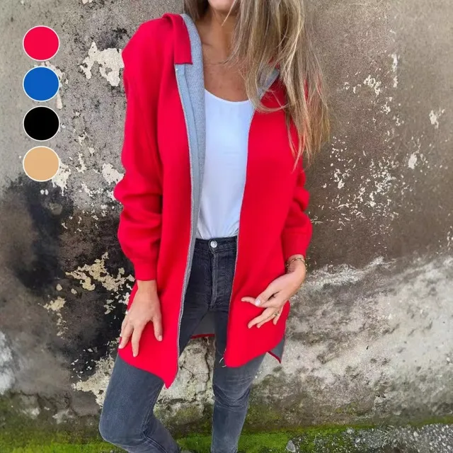 Norielle cardigan dámský svetr s kapucí červená M