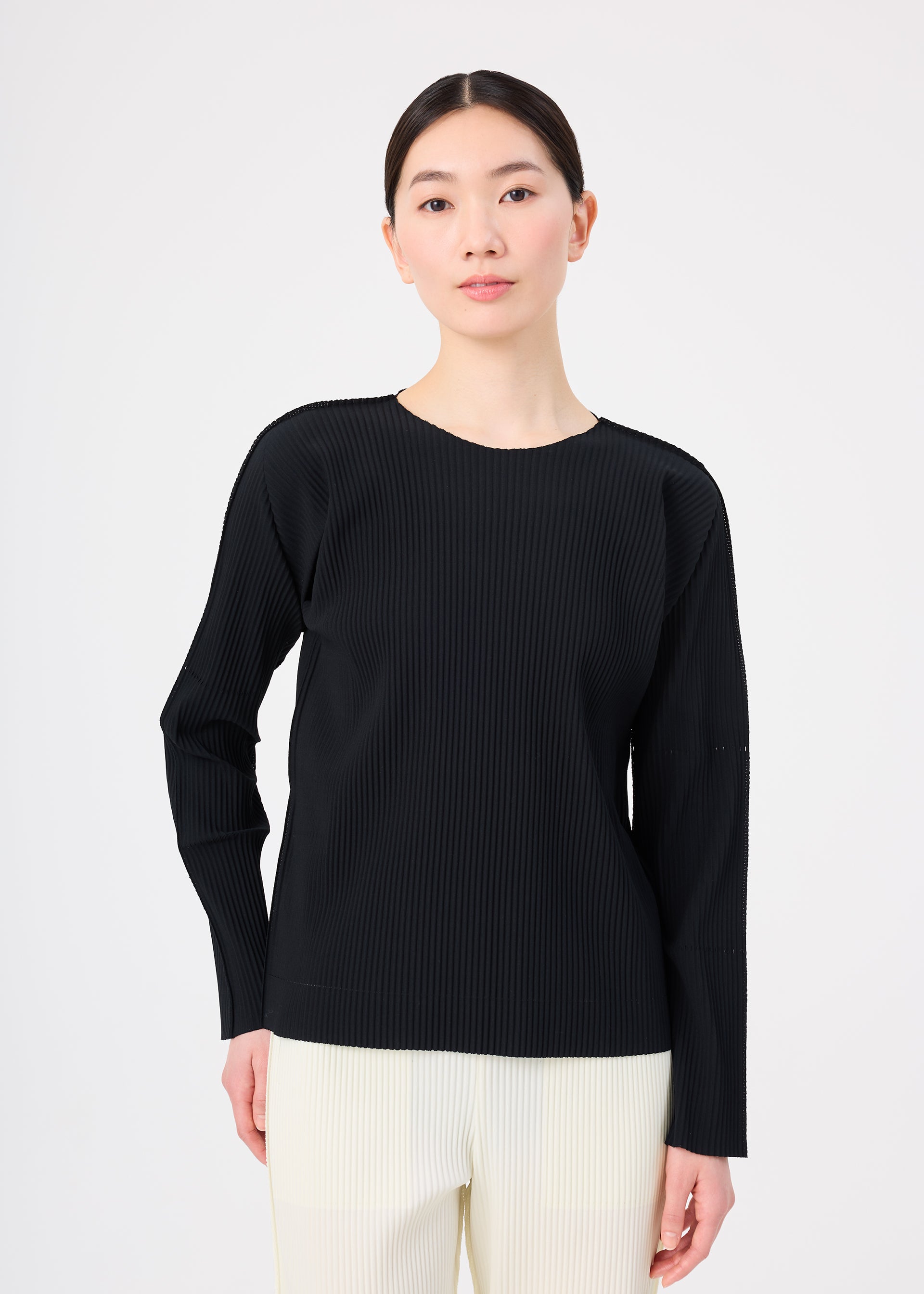 Issey Miyake Fine Knit Pleats plisovaný top bílá