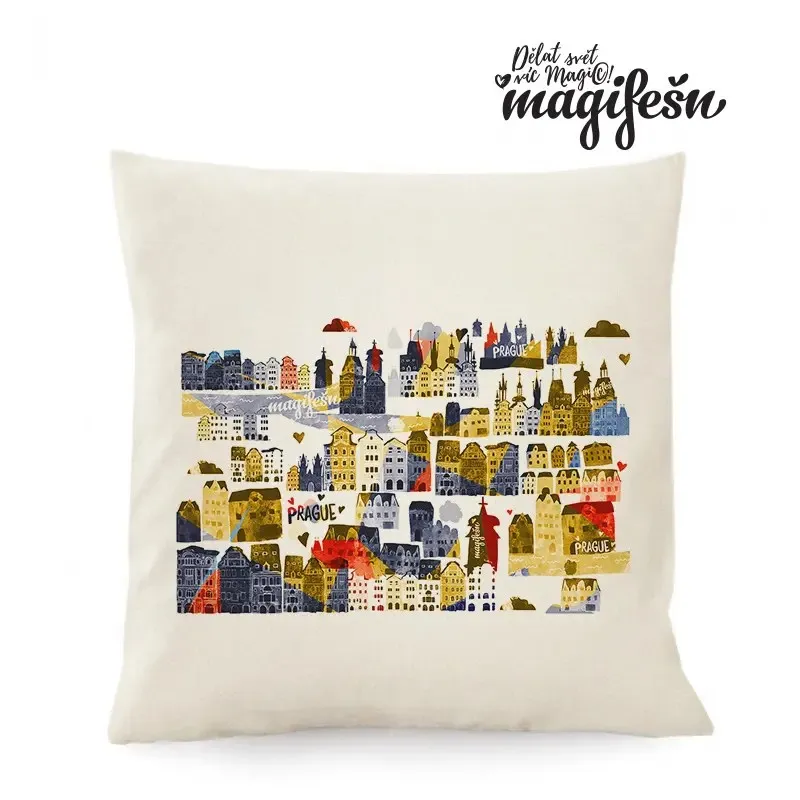 Magifešn Prague Oldtown povlak na polštář žlutý 50x50