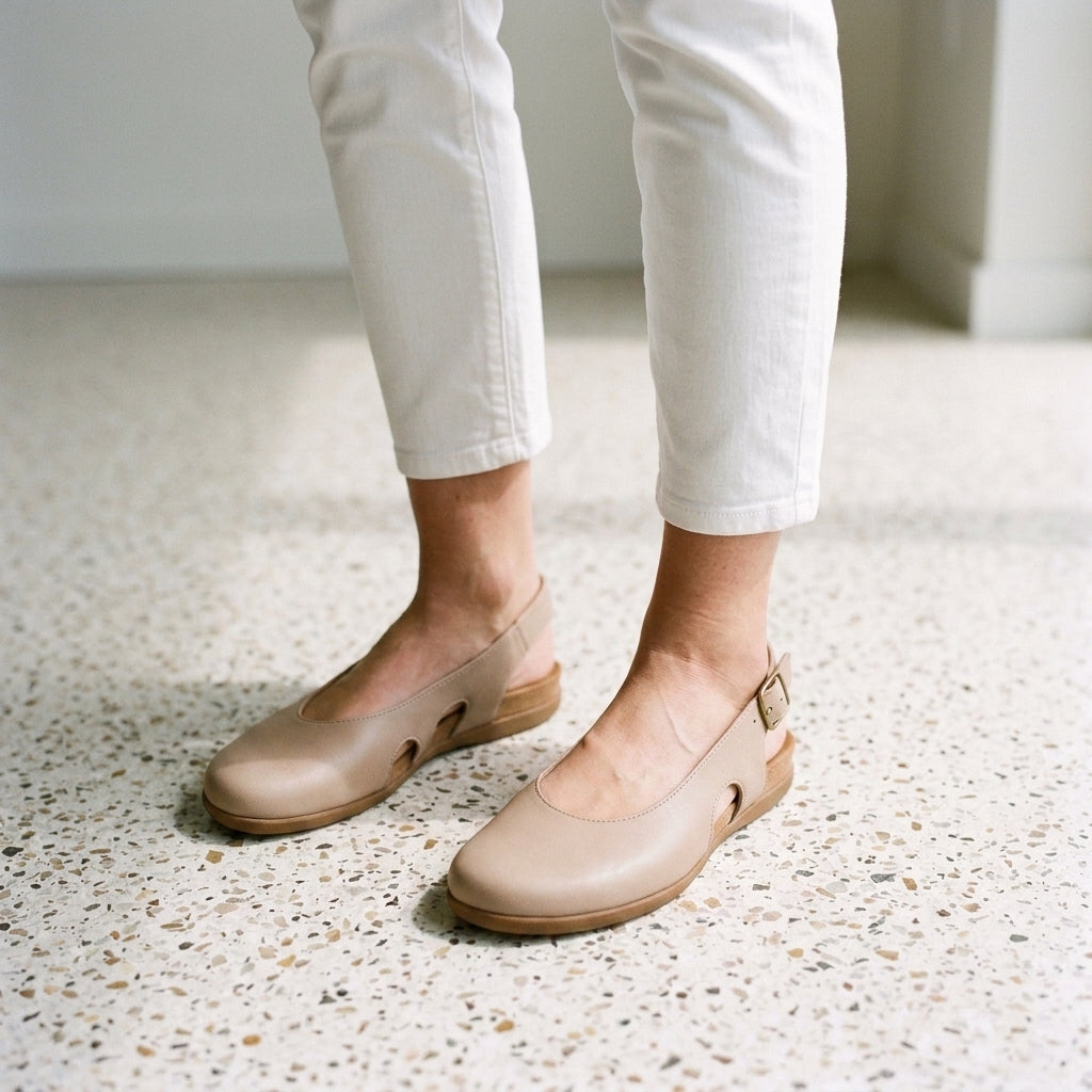 Norielle slingback baleríny béžové vykrojené
