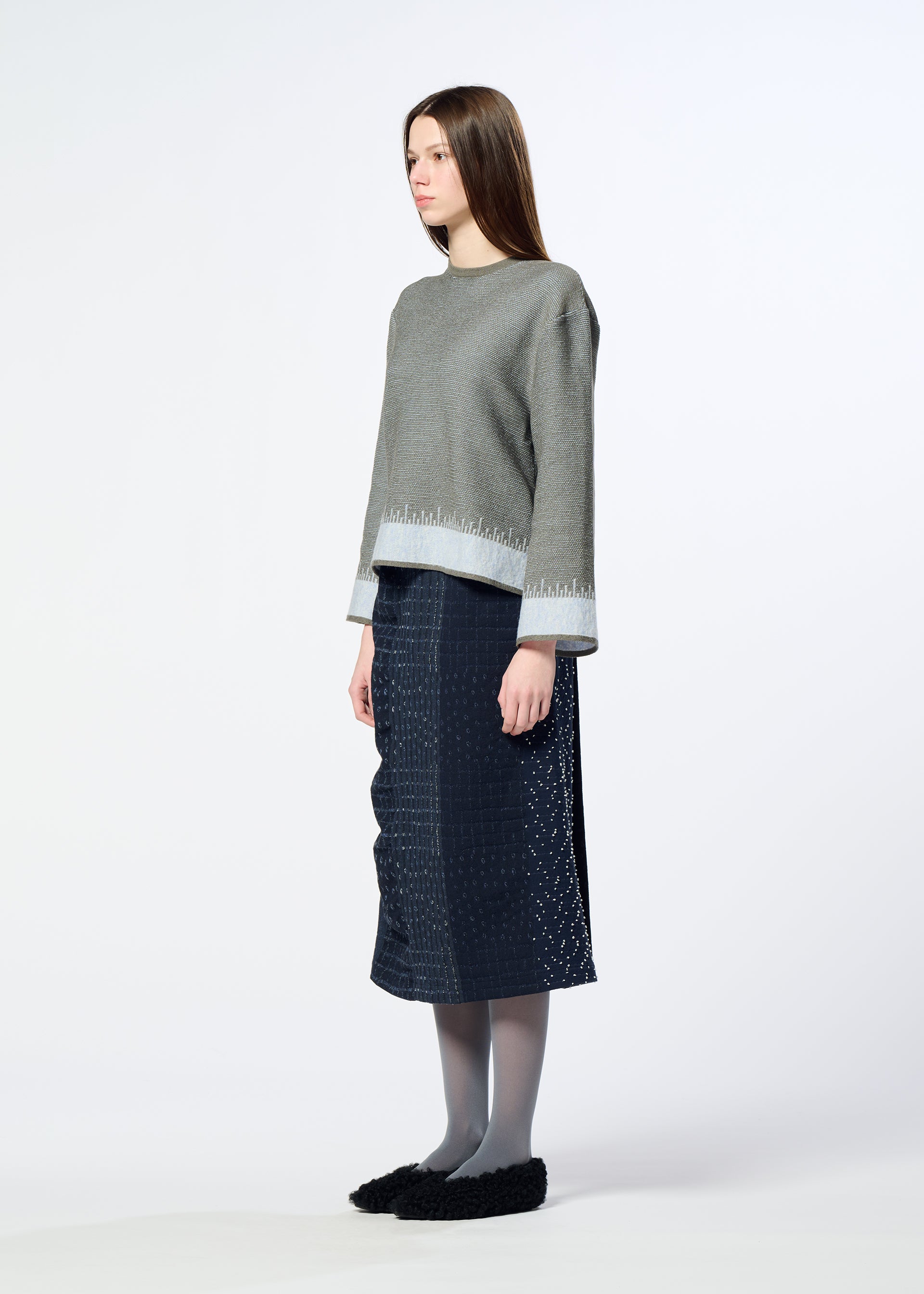 Issey Miyake Jagged Hem svetr dámský šedý mohér
