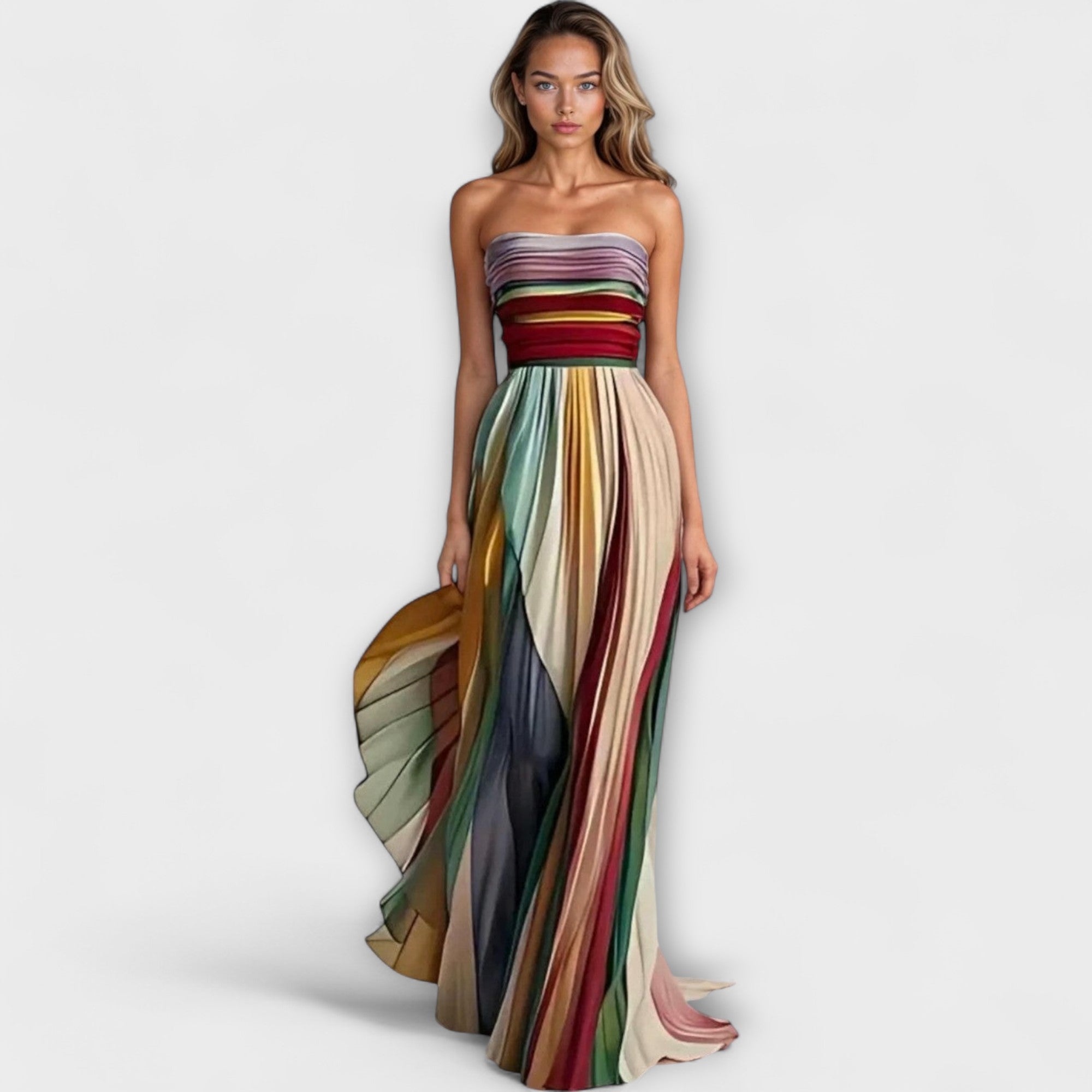 Norielle Bustier Rayures dlouhé šaty S pruhované
