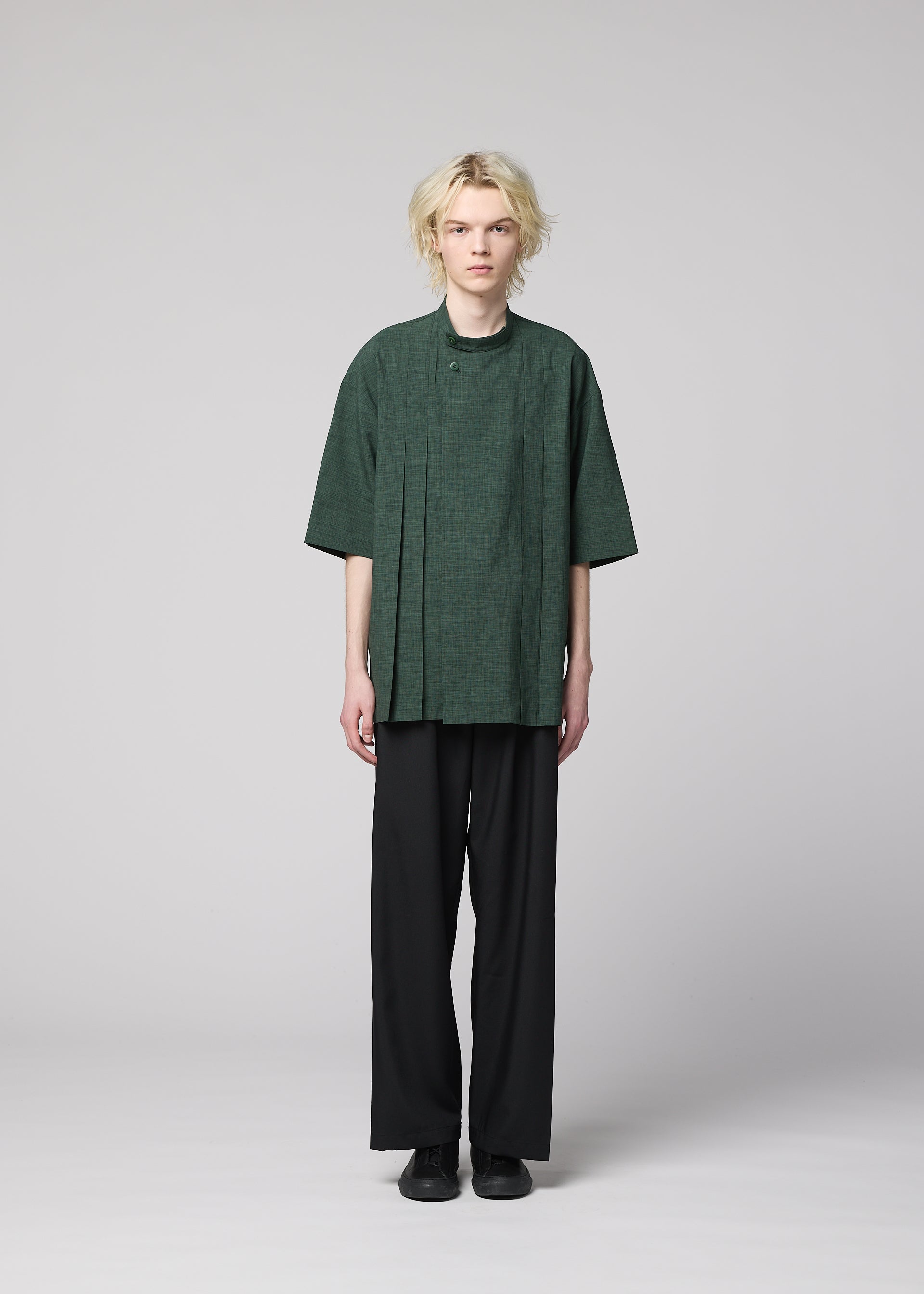 Issey Miyake Linen Like košile světle béžová krátký rukáv