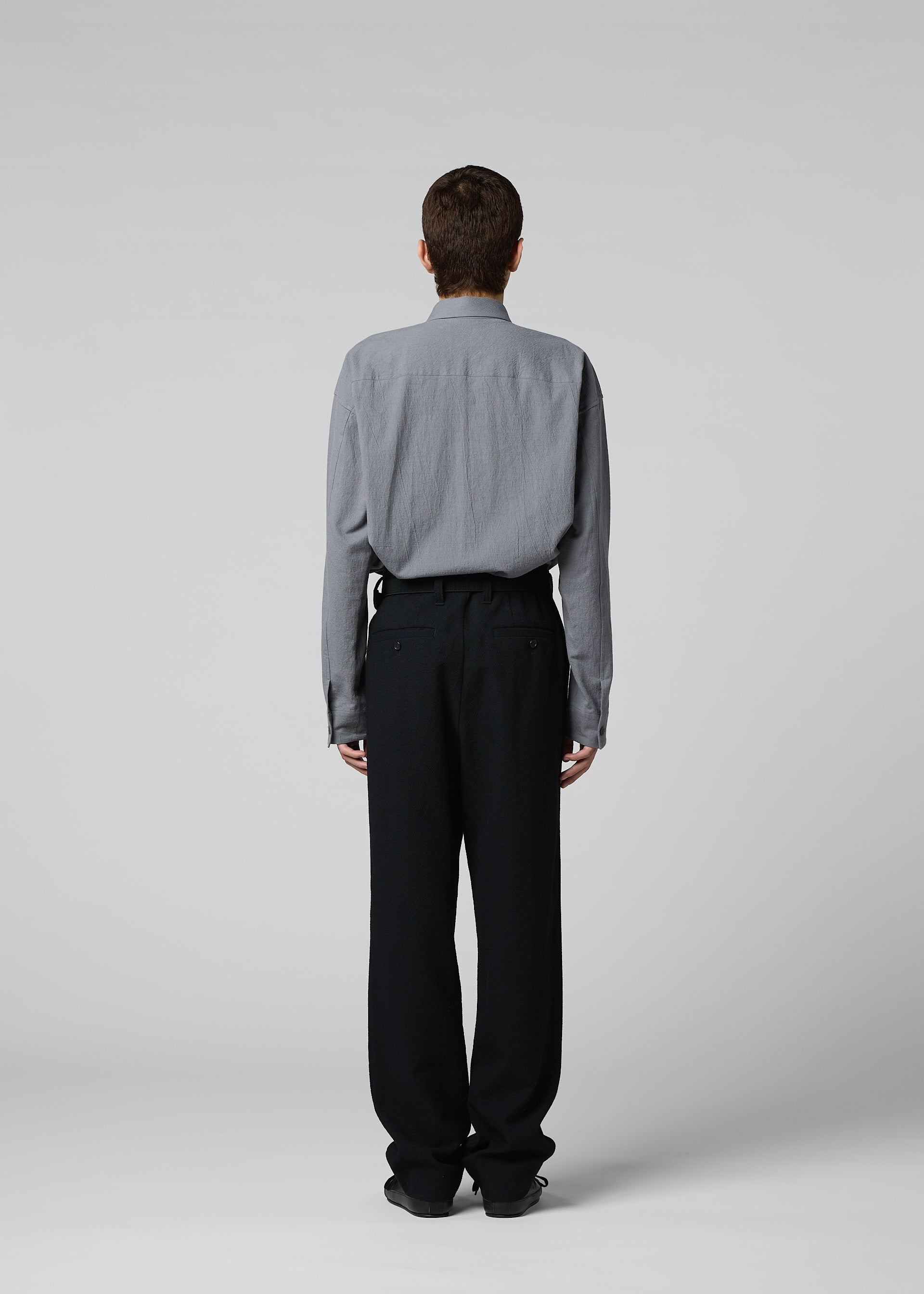 Issey Miyake Shrink Wool pánské kalhoty černé vlněné