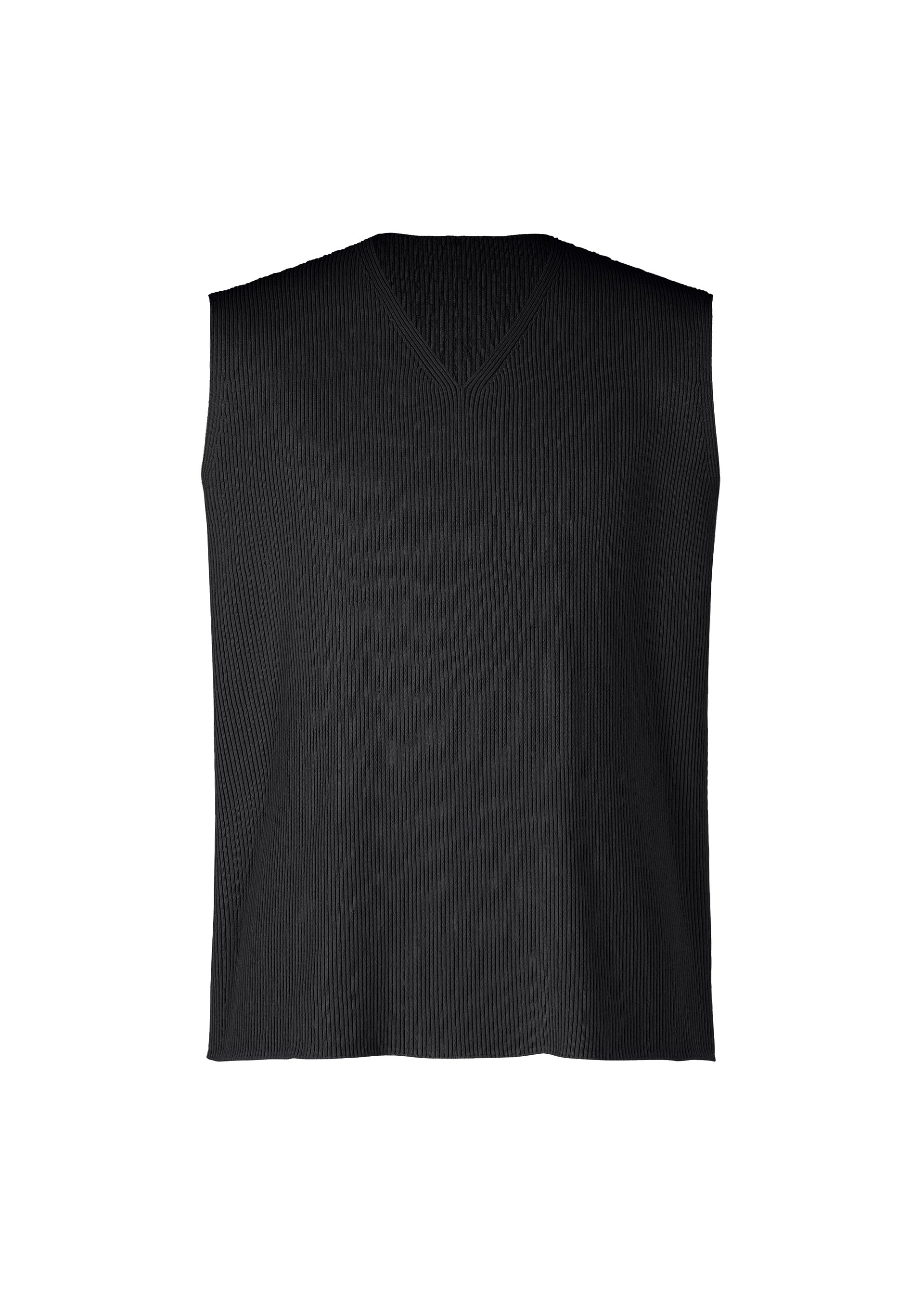 Issey Miyake Basic Knit vesta černá V výstřih pletená