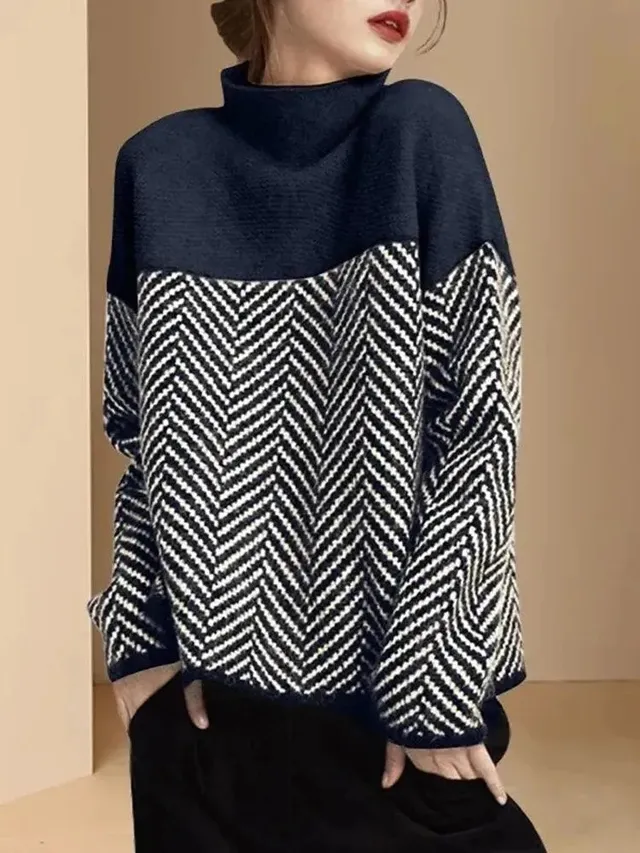 Norielle pletený rolák chevron khaki