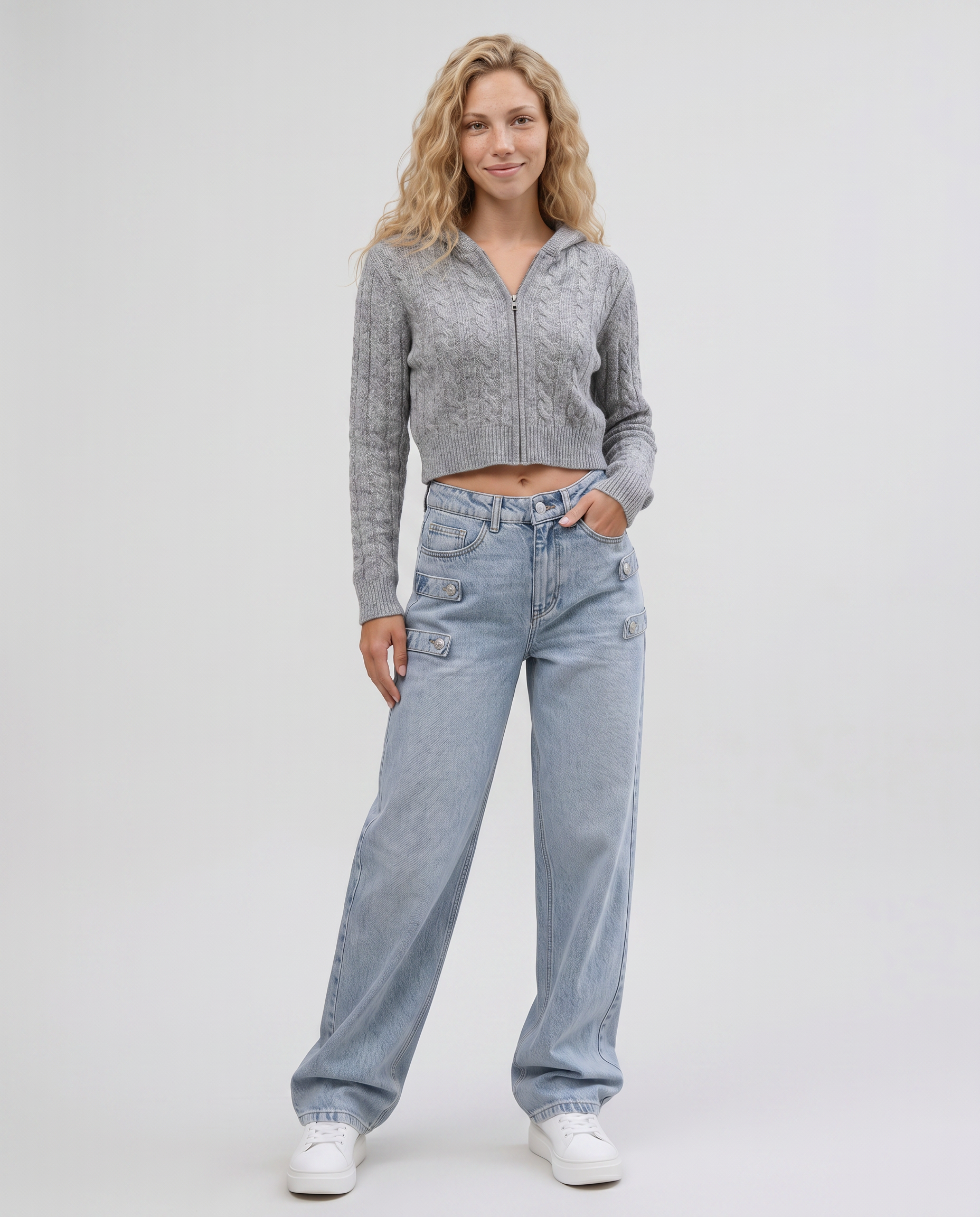 Norielle volné džíny wide leg světle modrá vysoký pas