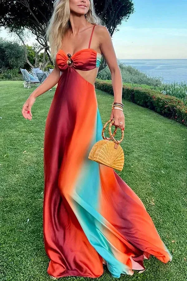 Norielle maxi šaty duhová S na ramínka