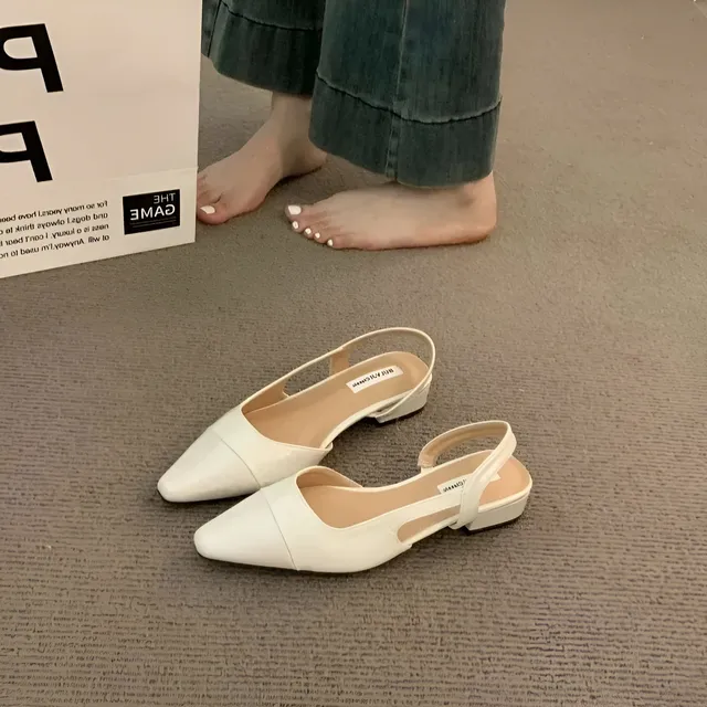 Norielle Minimaliste lodičky bílé slingback špičaté