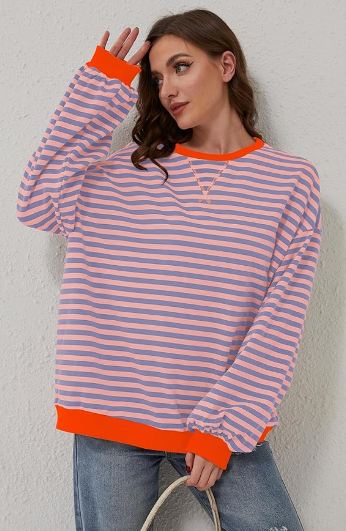 Norielle pruhovaný oversize svetr světle zelená