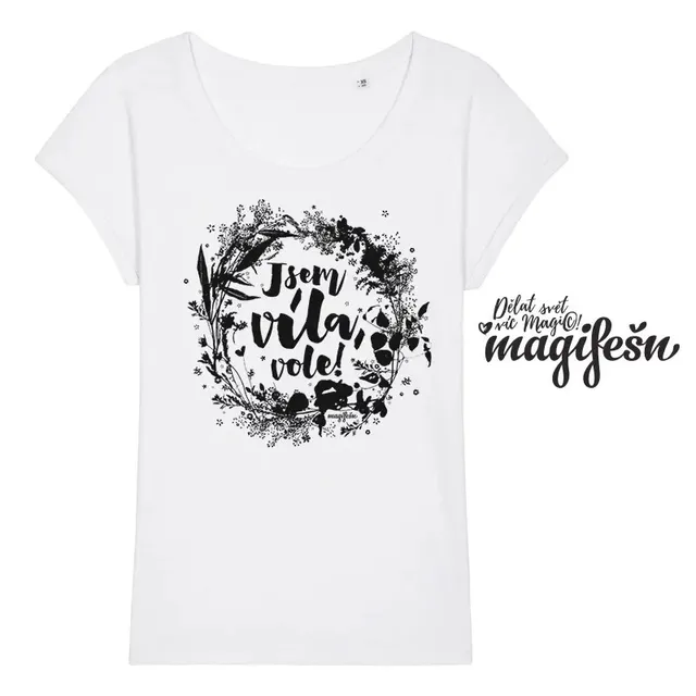Magifešn ROLL Jsem víla, vole! tričko černá biobavlna