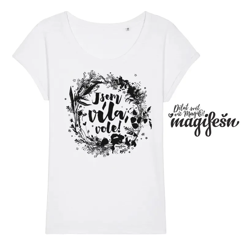 Magifešn ROLL Jsem víla, vole! tričko černá biobavlna