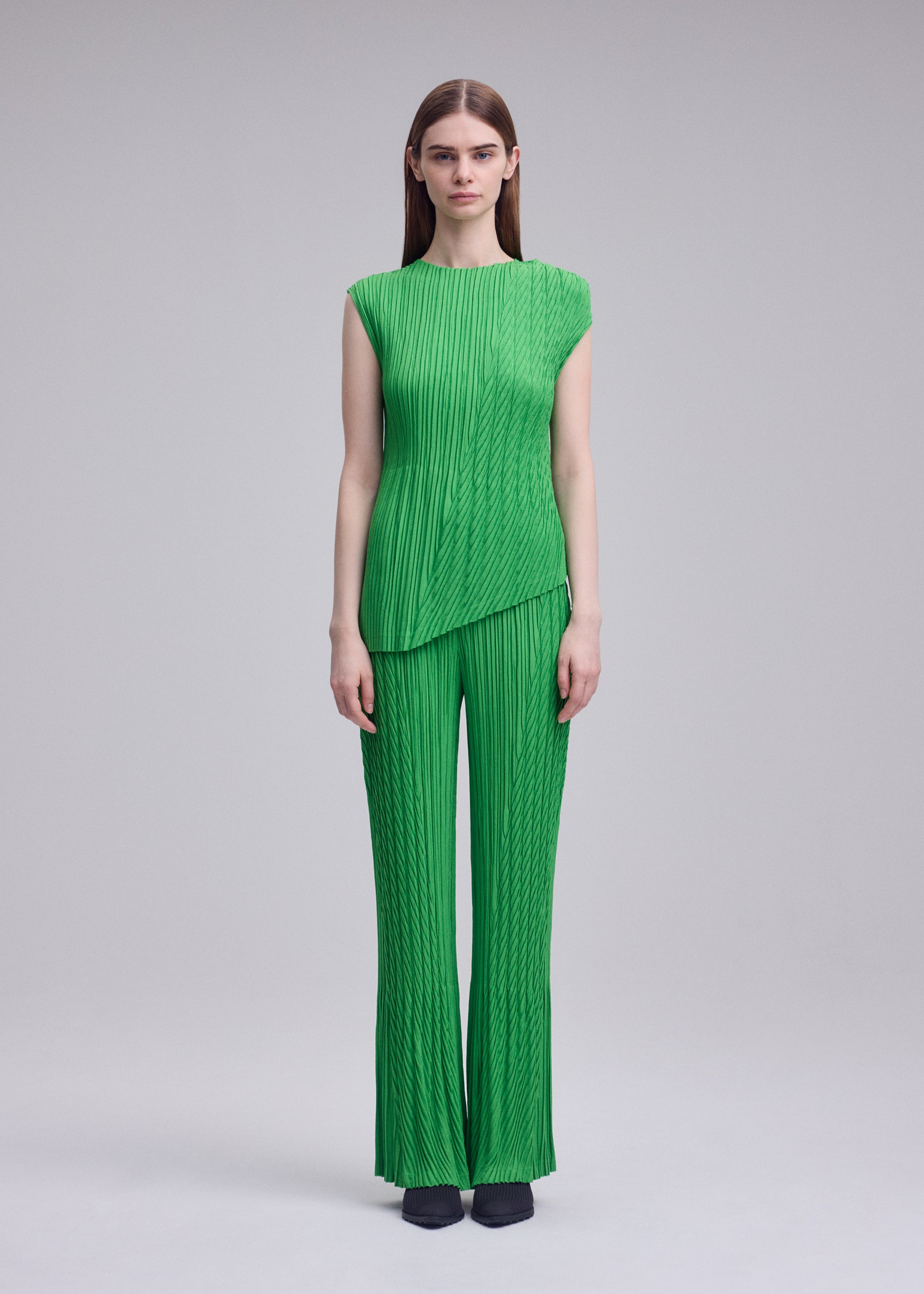 Issey Miyake Unfurling Pleats kalhoty zelené vel. 2 šikmé