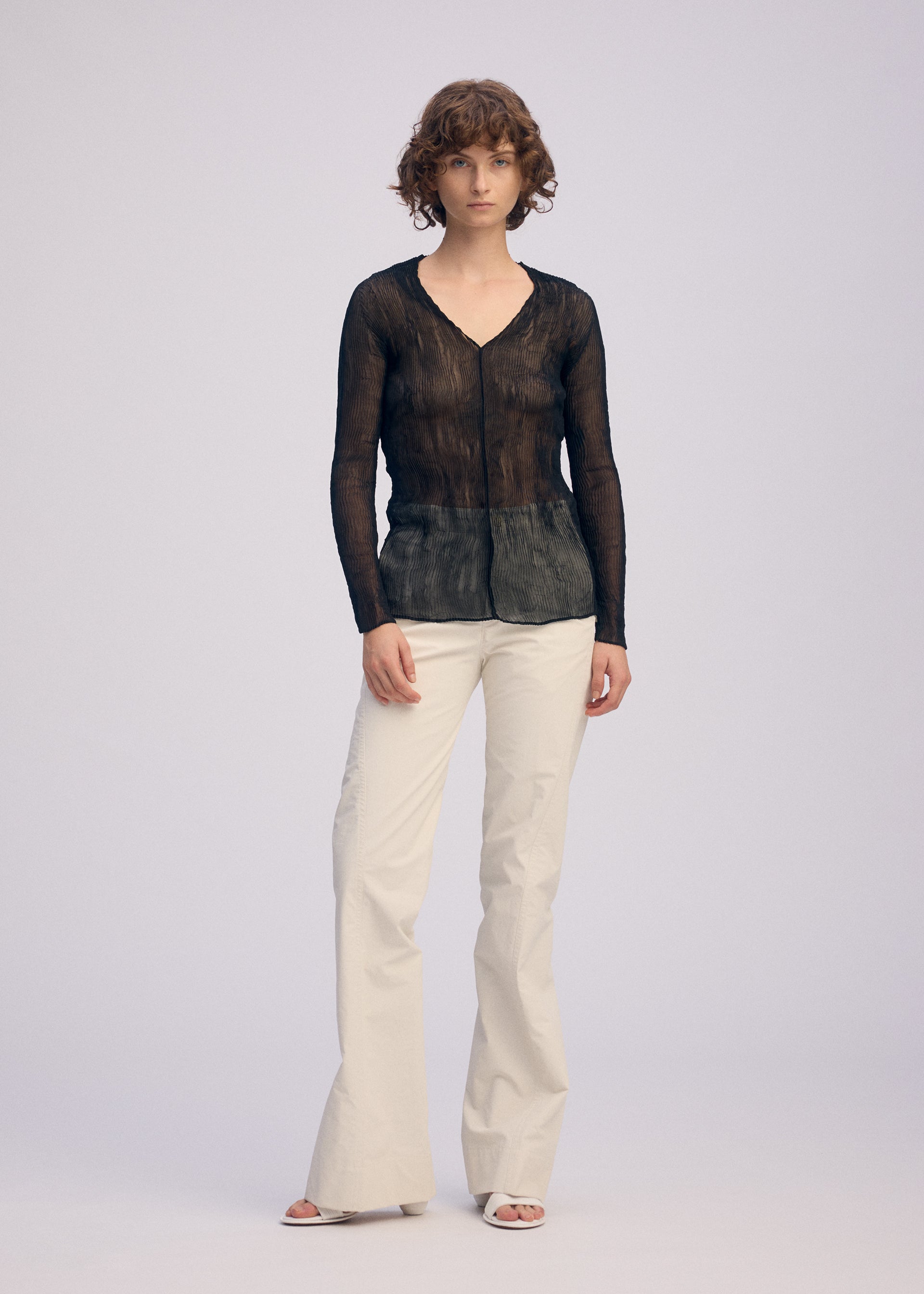 Issey Miyake Chiffon Twist BK/WT-66 top white