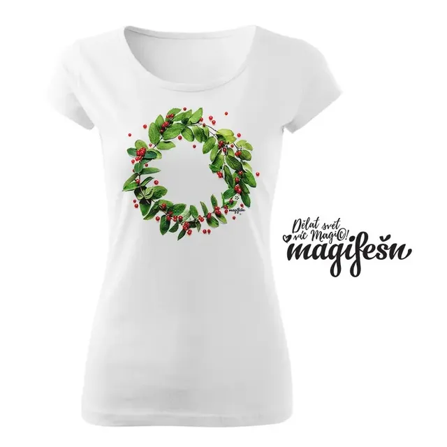 Magifešn Věneček tričko Red Berries biobavlna