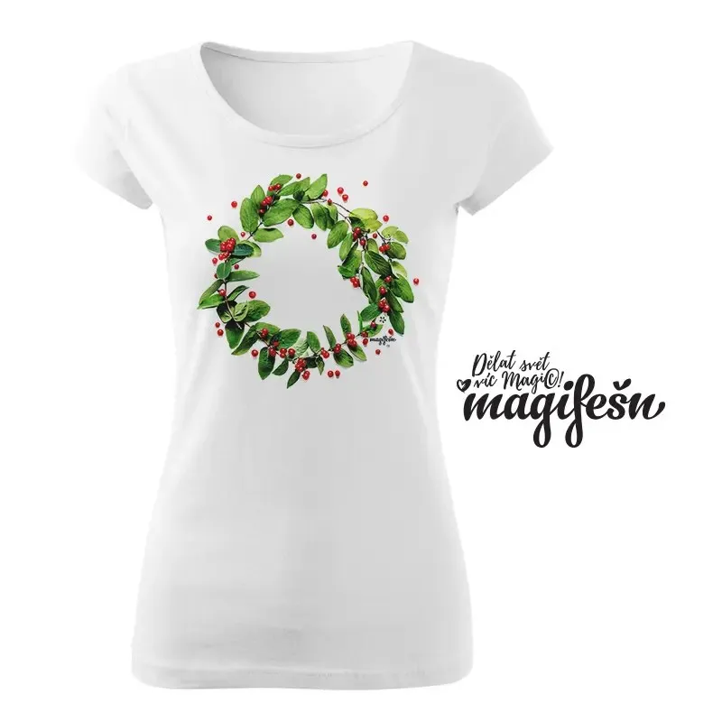 Magifešn Věneček tričko Red Berries biobavlna