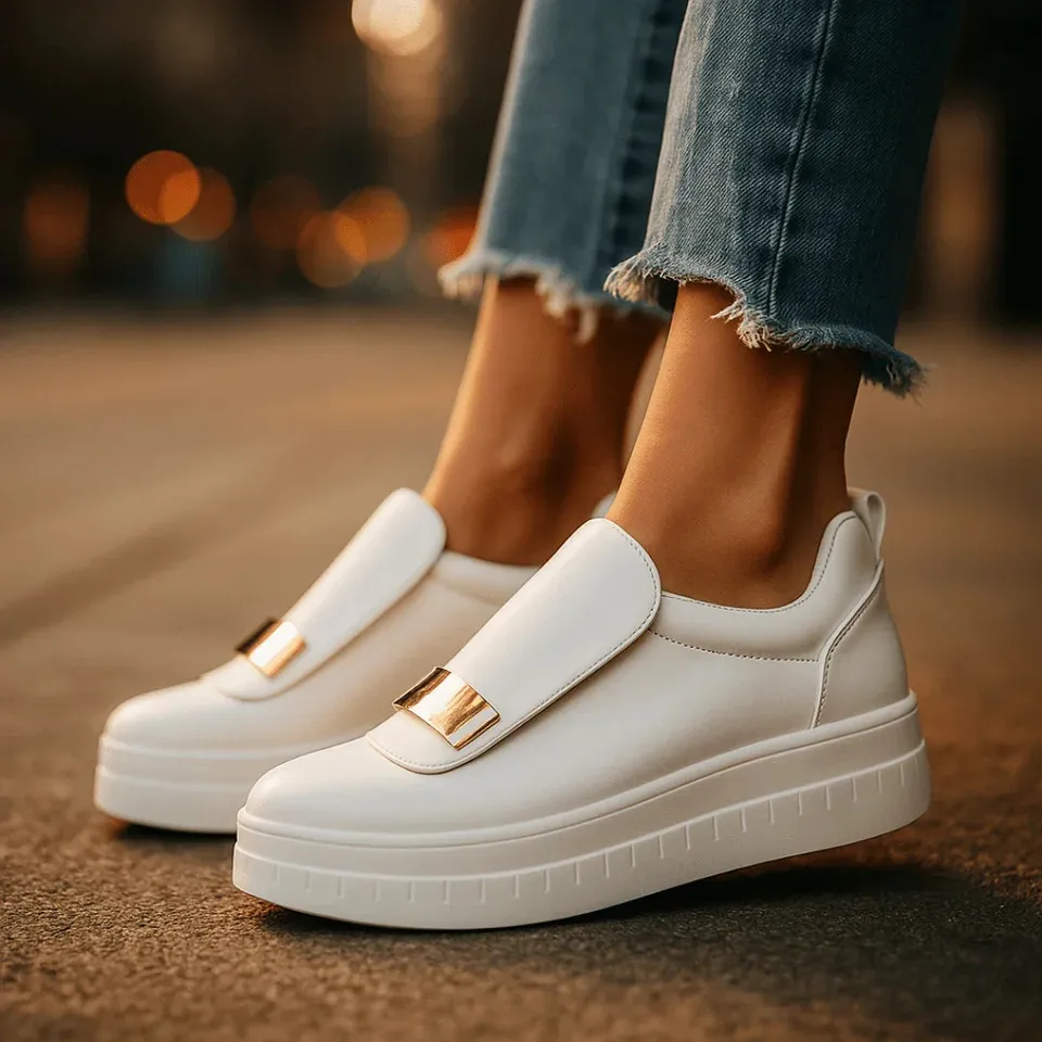 Norielle slip-on tenisky na platformě bílé