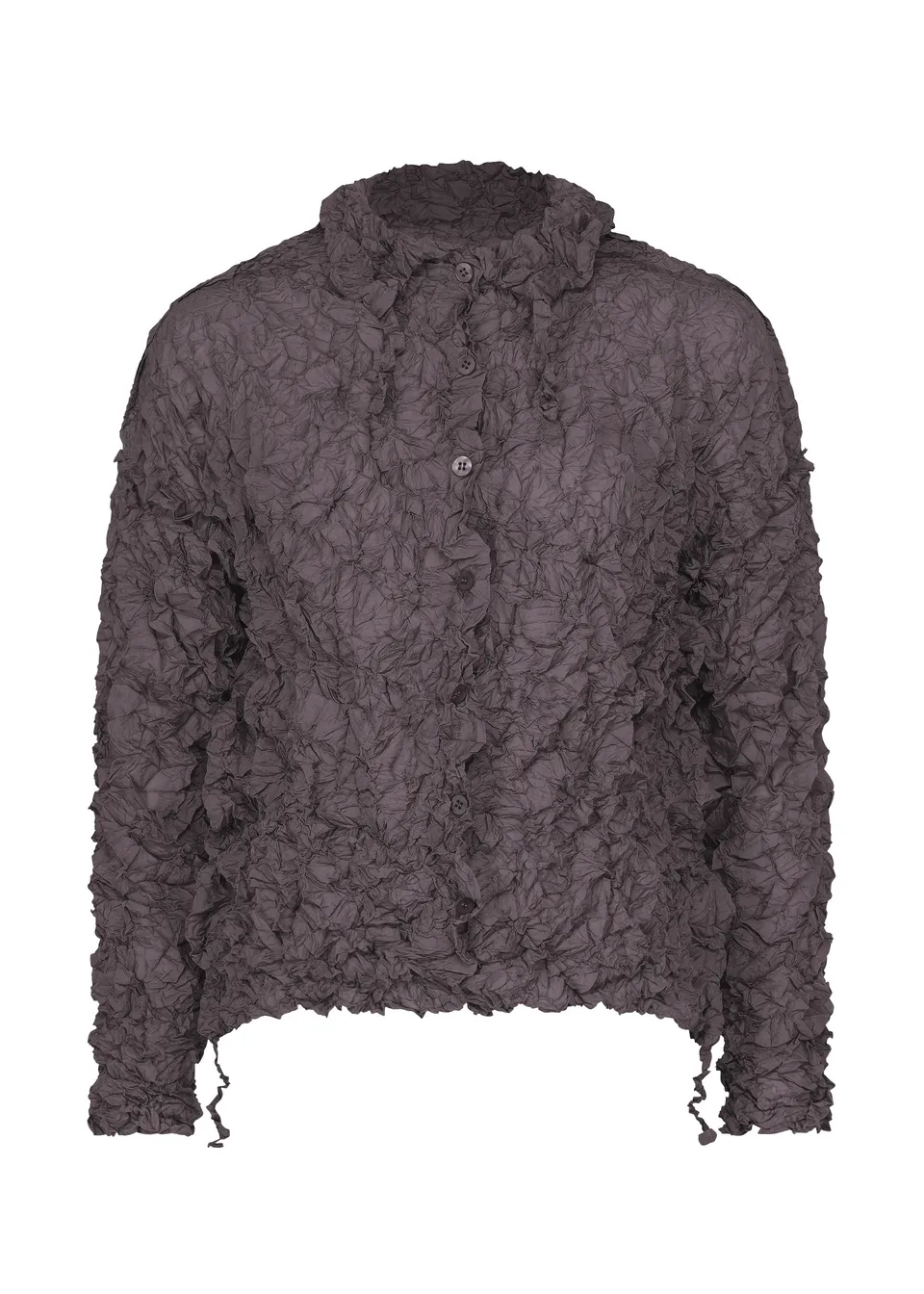 Issey Miyake Meringue Top dámský kardigan taupe řasený
