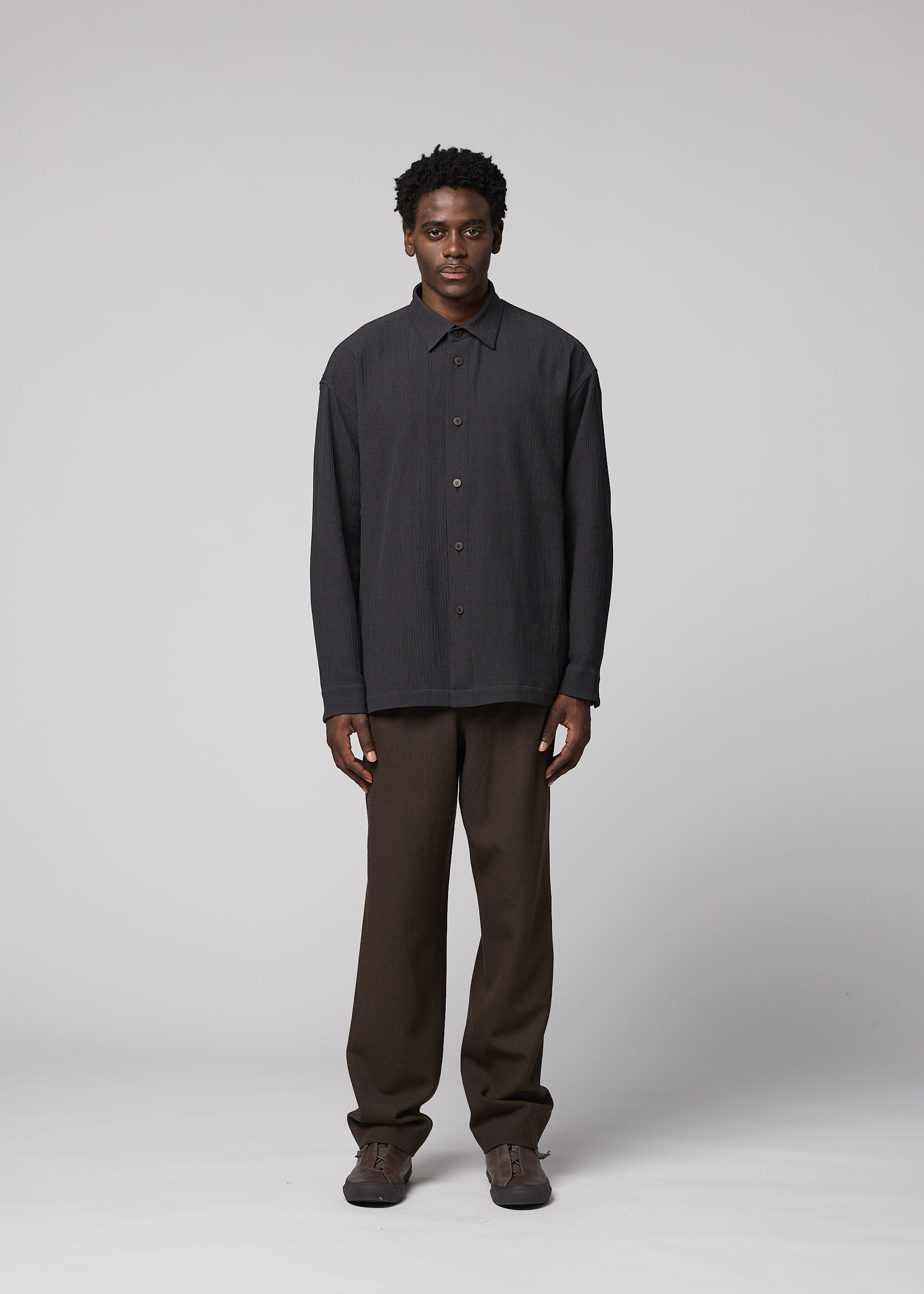 Issey Miyake IM Men Double Weave košile šedá bavlna