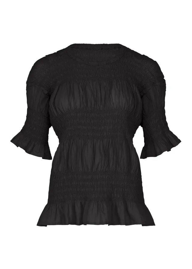 Issey Miyake Shrink Stripe top černý bavlněný