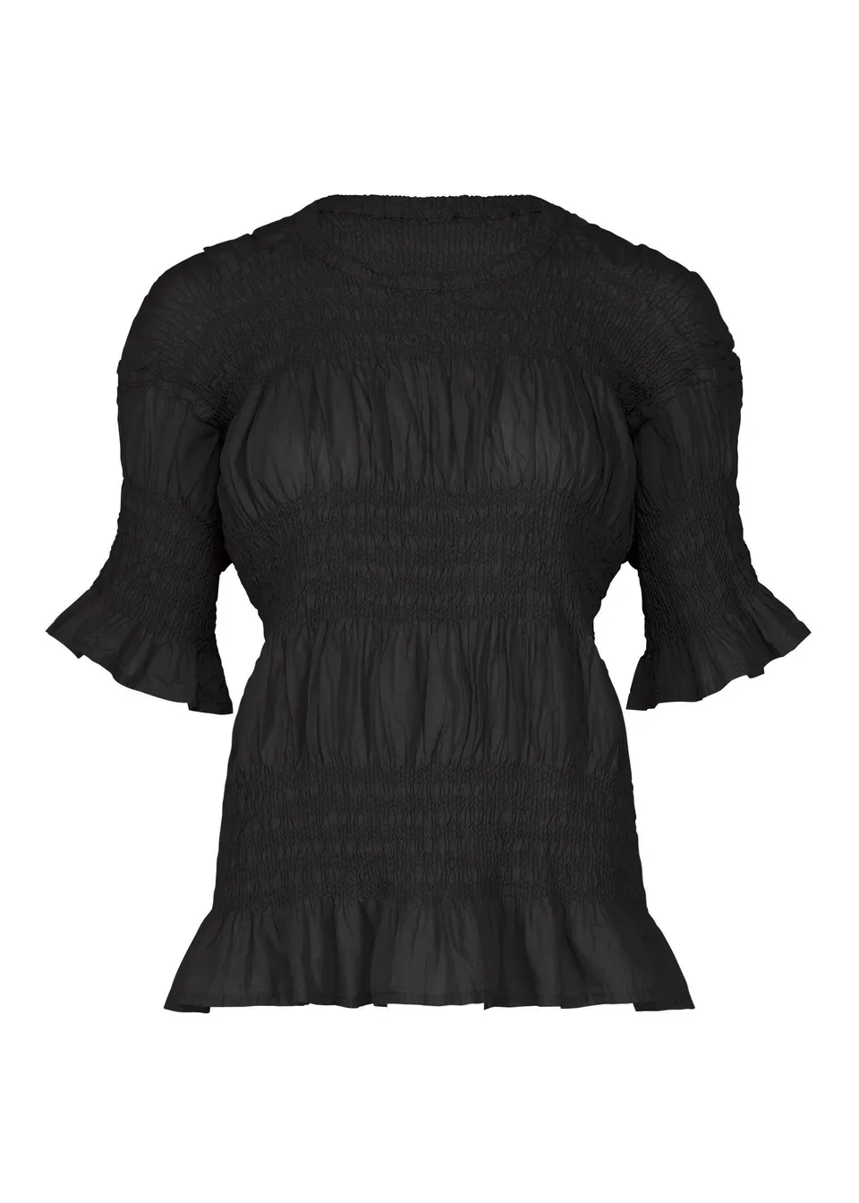 Issey Miyake Shrink Stripe top černý bavlněný