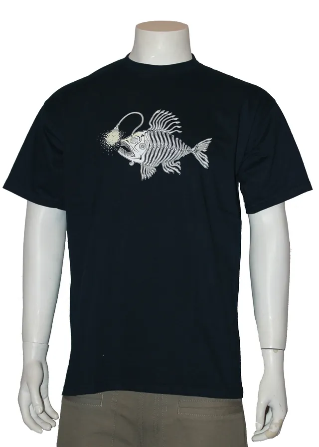 Alien DNA Lantern Fish tričko navy svítící potisk