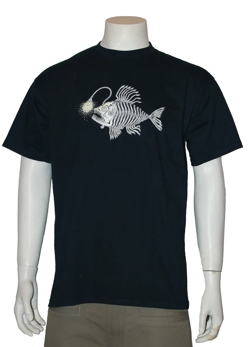 Alien DNA Lantern Fish tričko navy svítící potisk